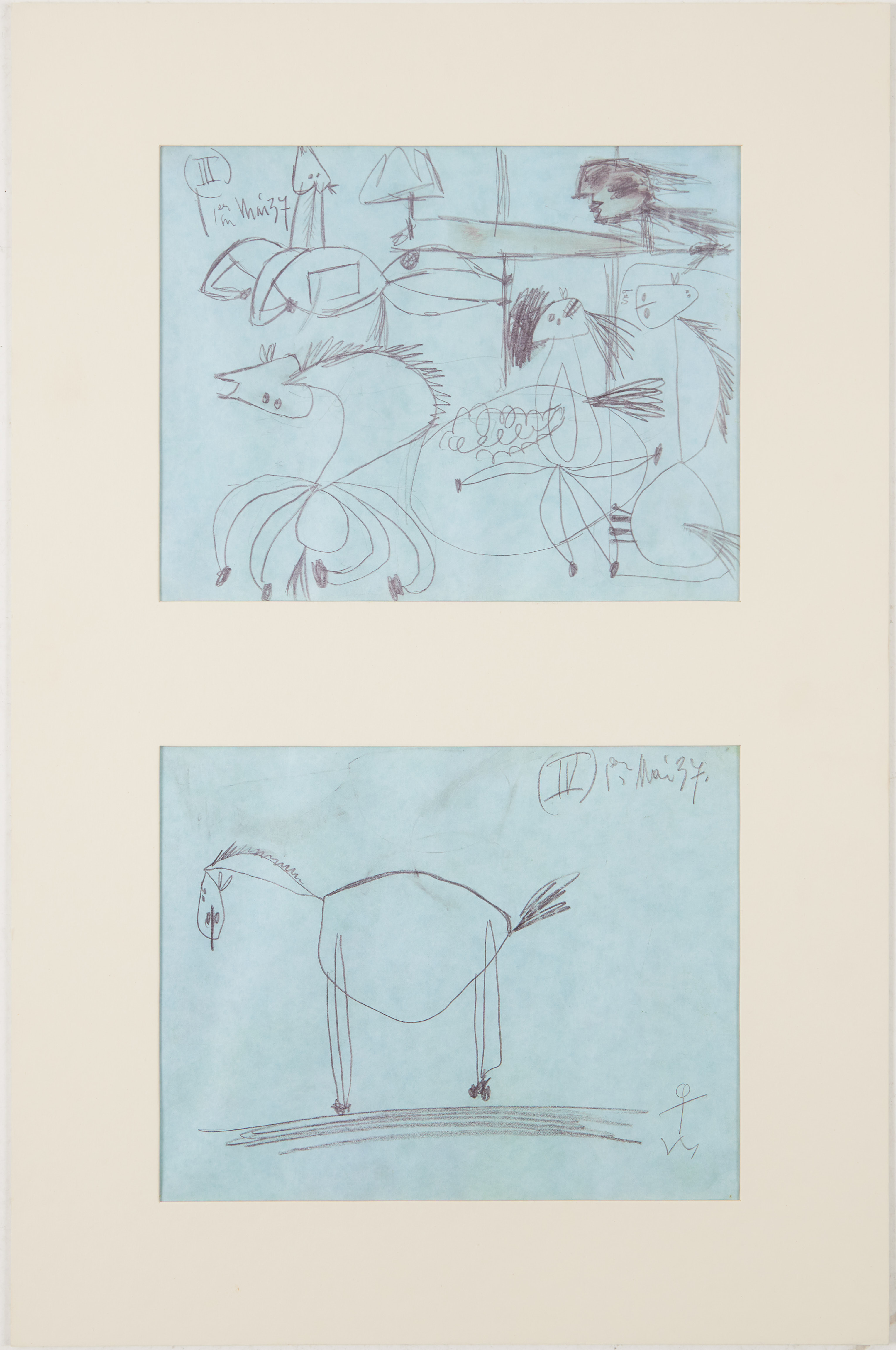 PABLO PICASSO. EFTER. Faksimilskiss, ur ”Guernica”, svensk utgåva, IPC International Publishing Company, 1990.