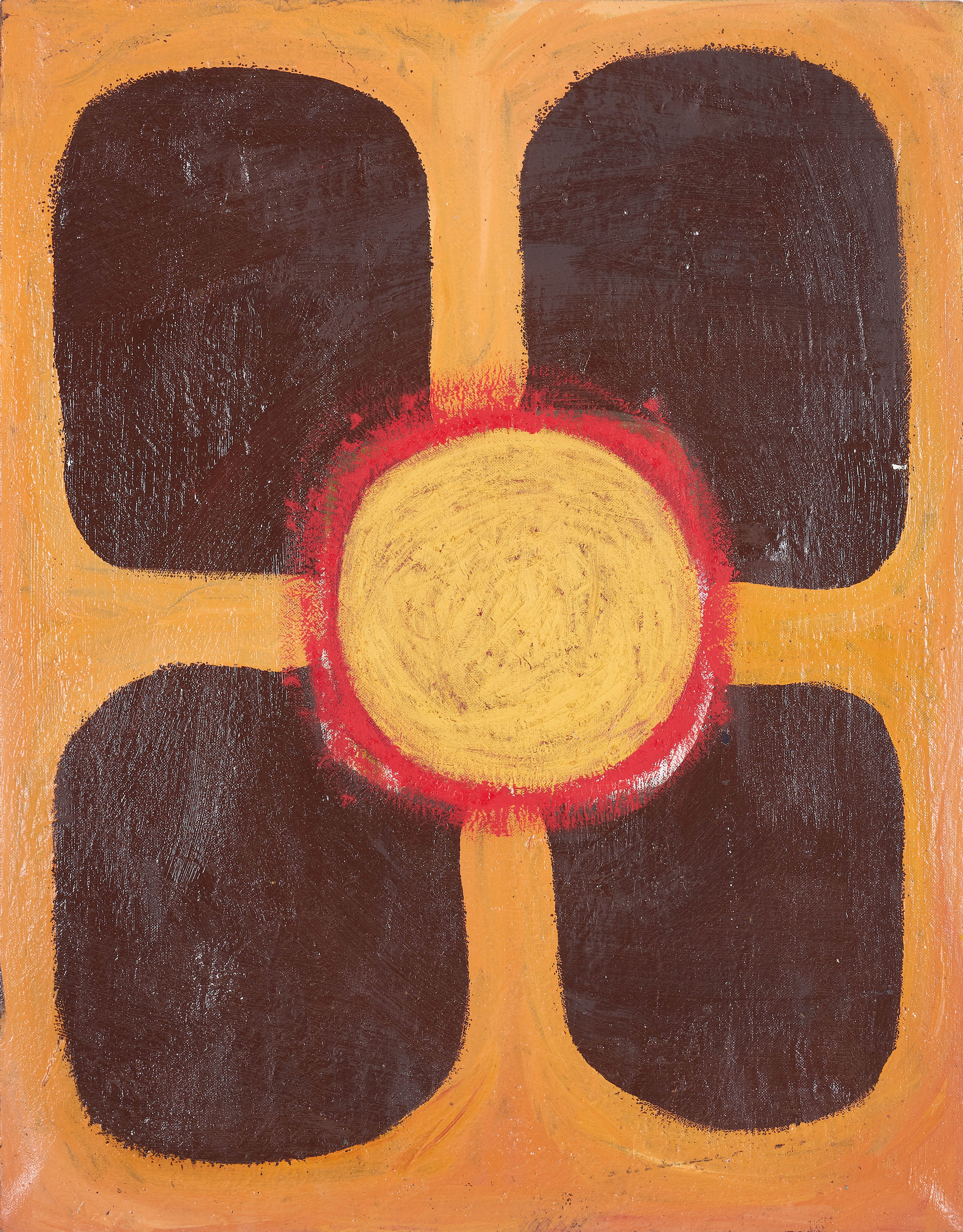 MARKKU RANTALA. "Auringon Siemen", komposition, olja på duk, monogramsignerad a tergo, daterad 1981.