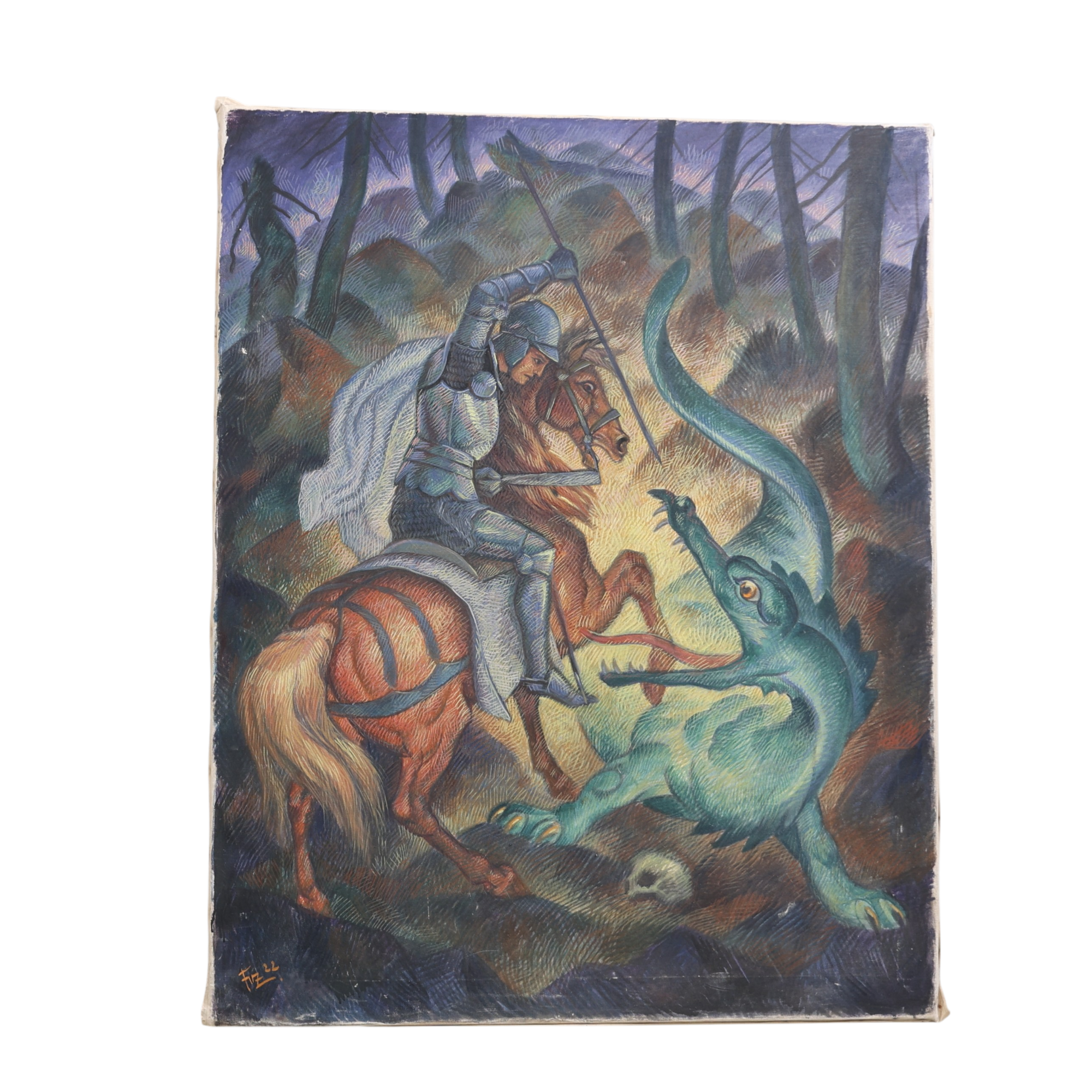 FRIEDRICH PRUSS VON ZGLNICKI. olja på duk, St. Göran och Draken, signerad samt daterad 1922.