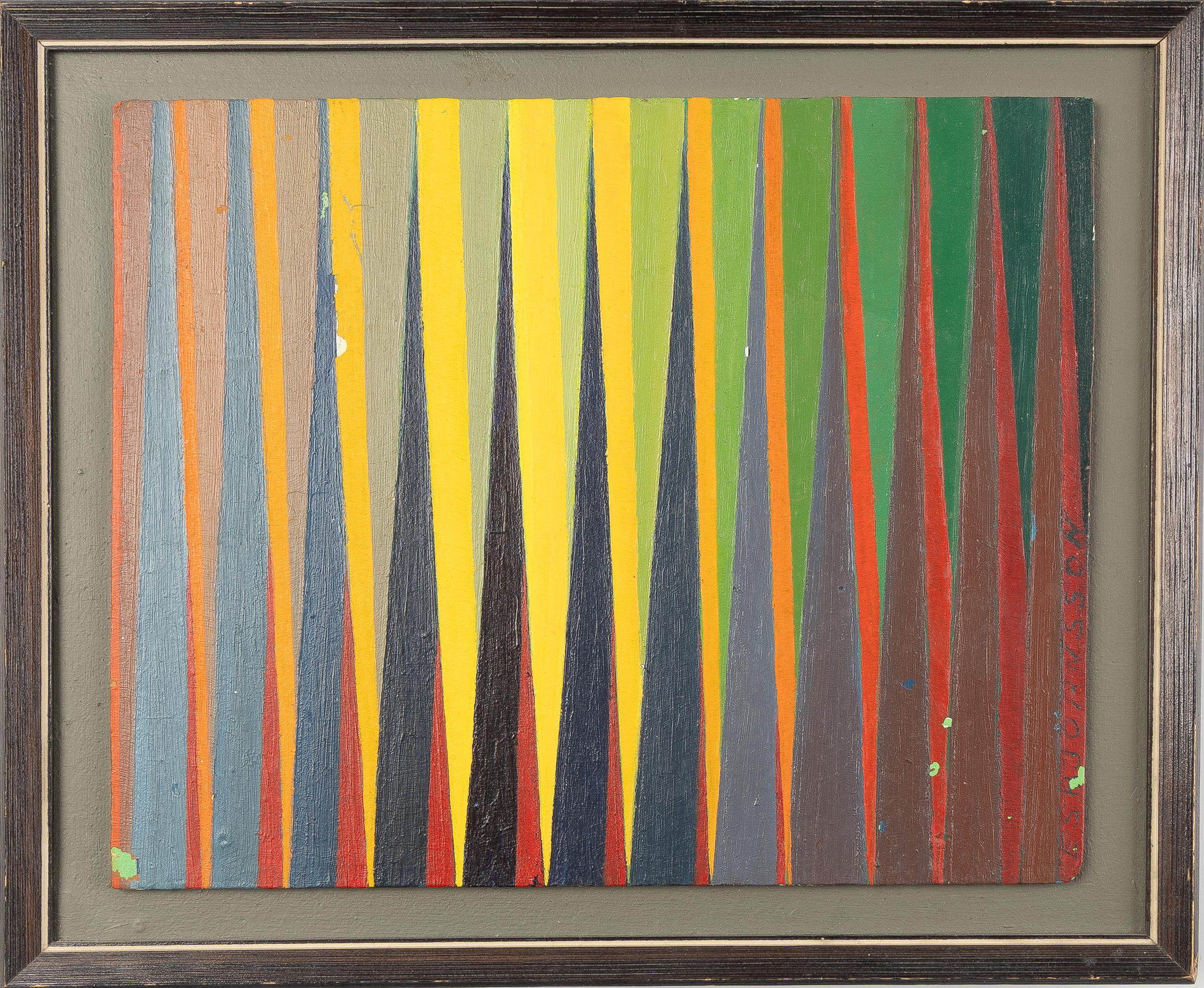 TORSTEN ESBJÖRNSSON. Komposition, olja på pannå, signerad 1977-81.