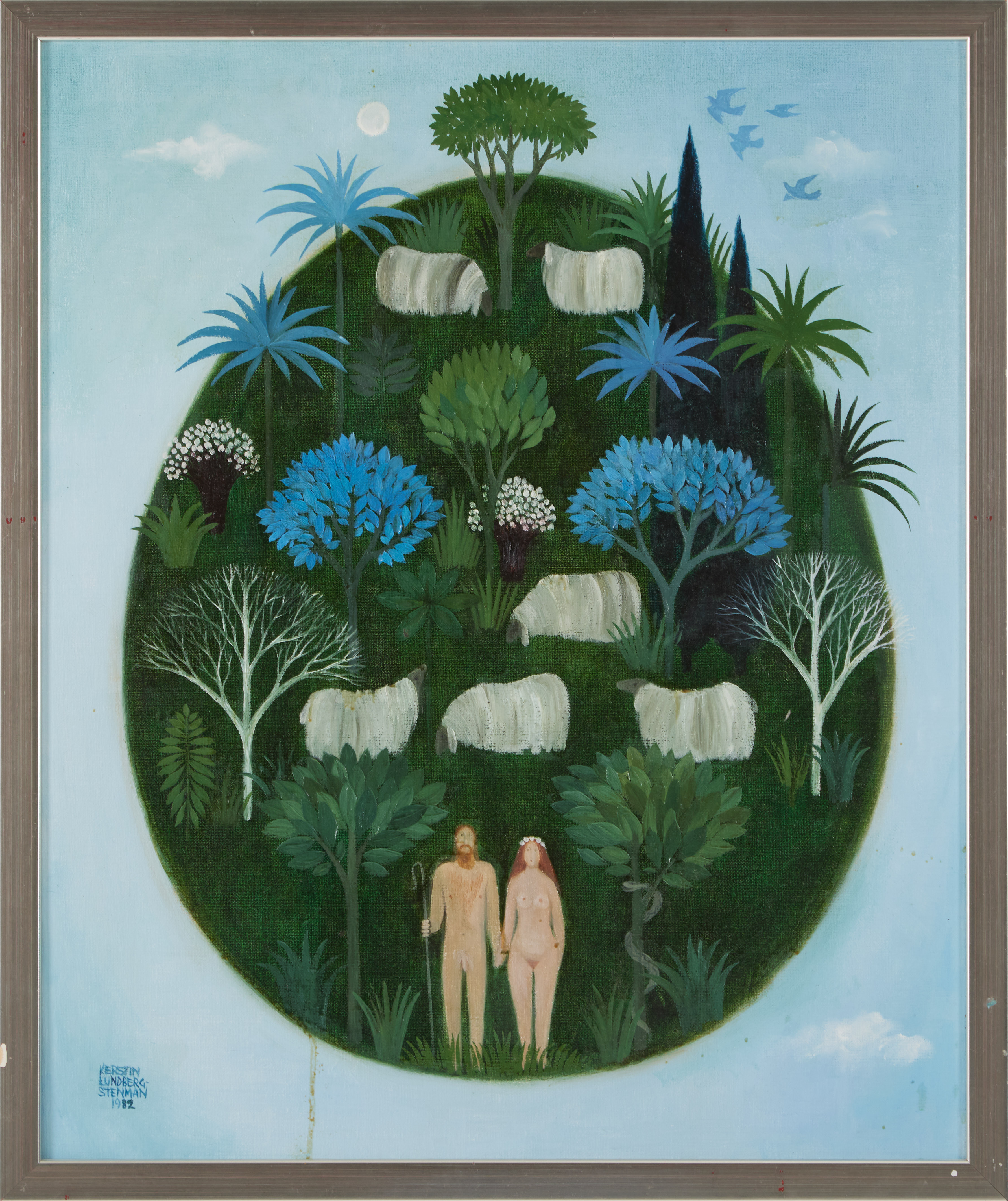 KERSTIN LUNDBERG STENMAN. ''Paradisö'', olja på duk, signerad och daterad 1982.