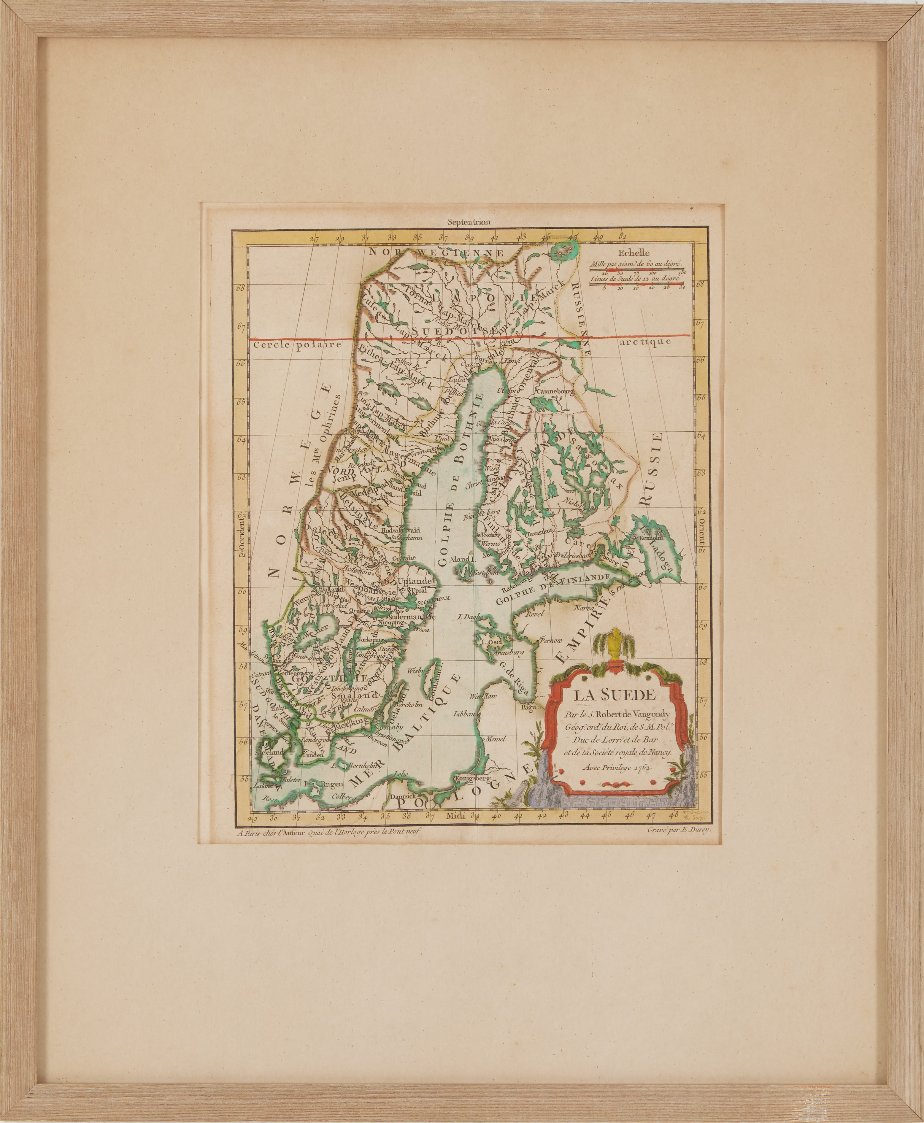KARTA ÖVER SVERIGE, Robert De Vaugondy, Giles. ca 1778.