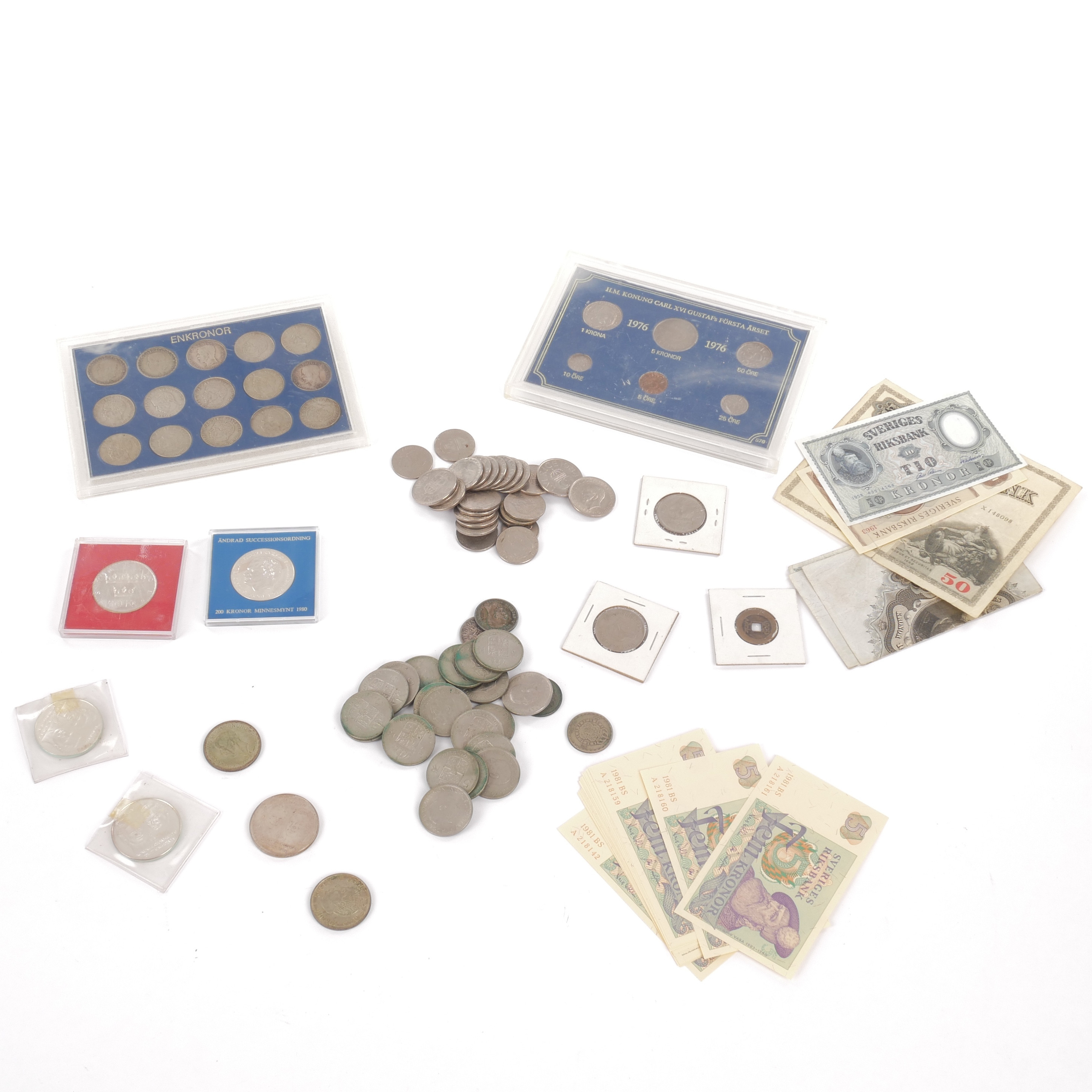 DIV MYNT OCH SEDLAR, främst Sverige, bla silver.