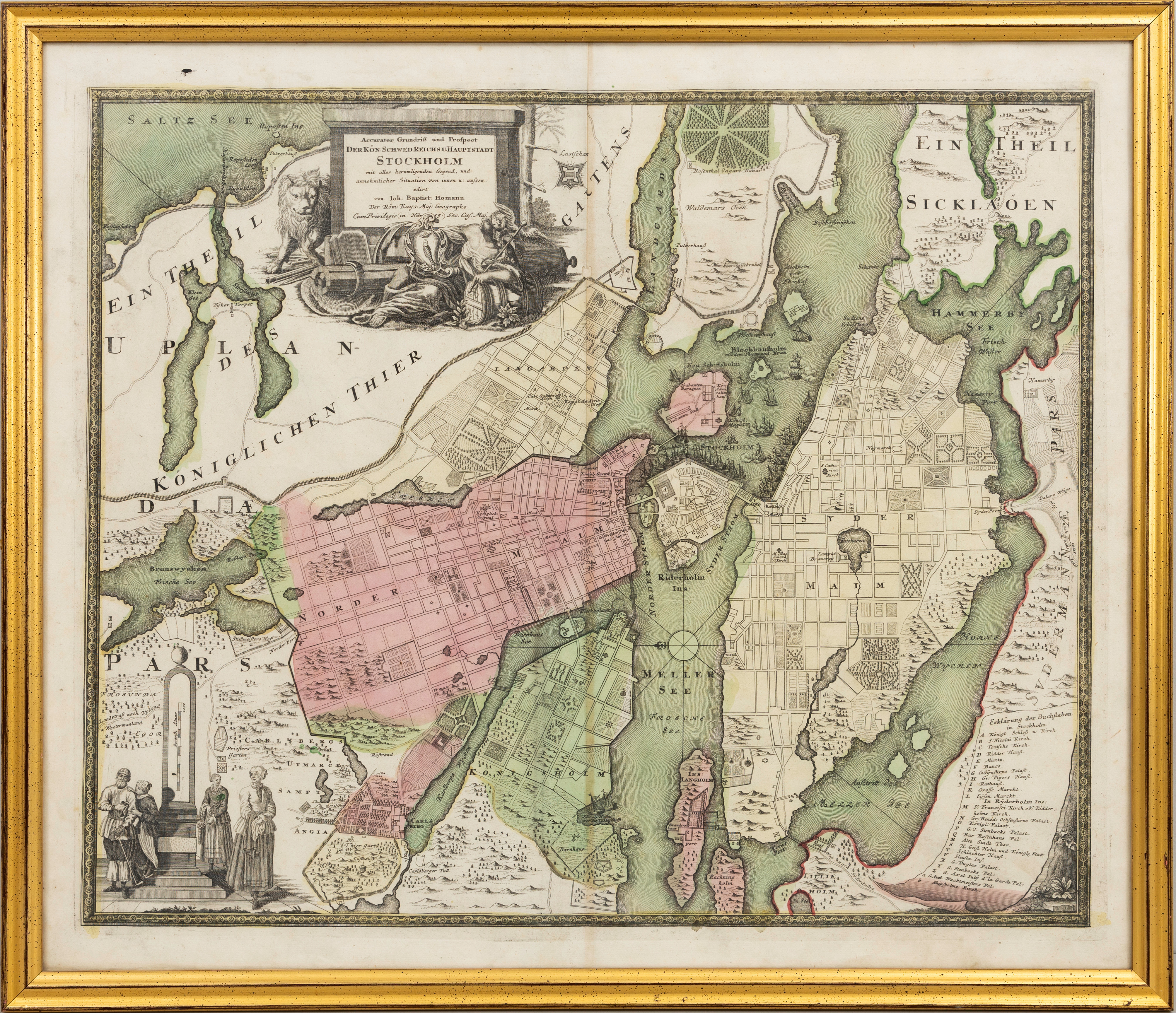 KARTA, STOCKHOLM Johann Babtist Homann, 1700-tal.
