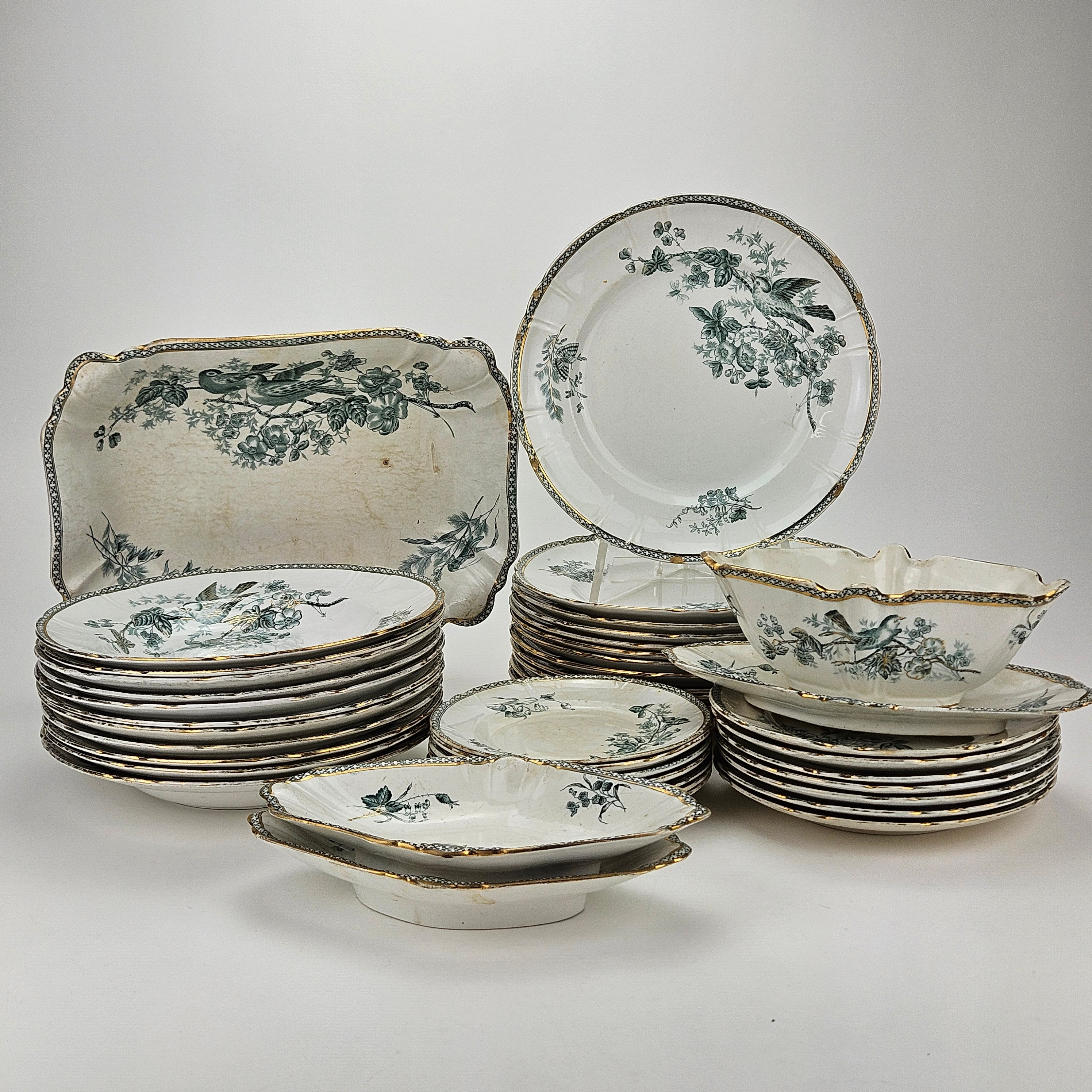 SERVISDELAR, 41 delar, flintgods, "Wexiö", Gustafsberg.