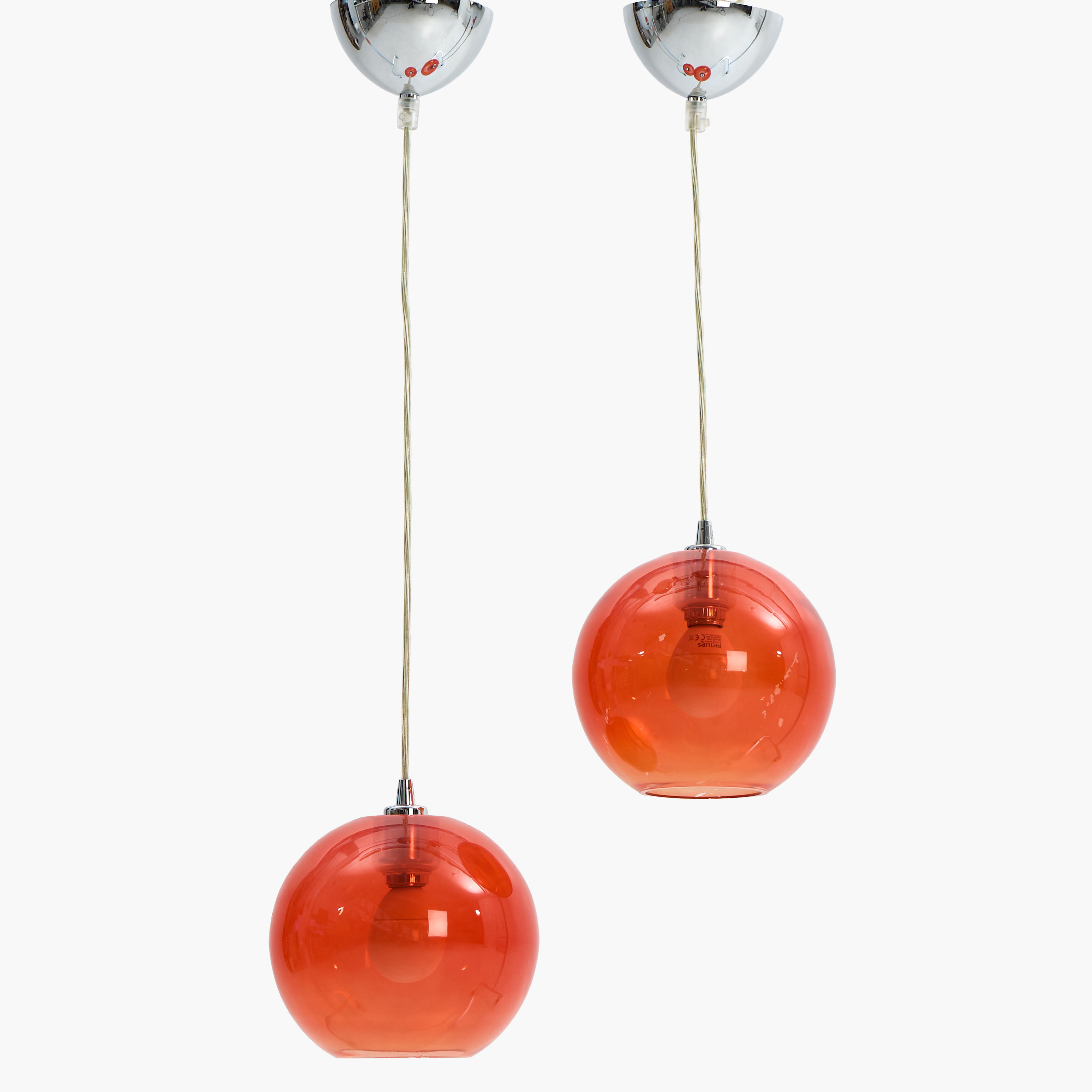 TAKARMATURER, 1 par, Belid T 1071 Gloria, krom och rött glas.