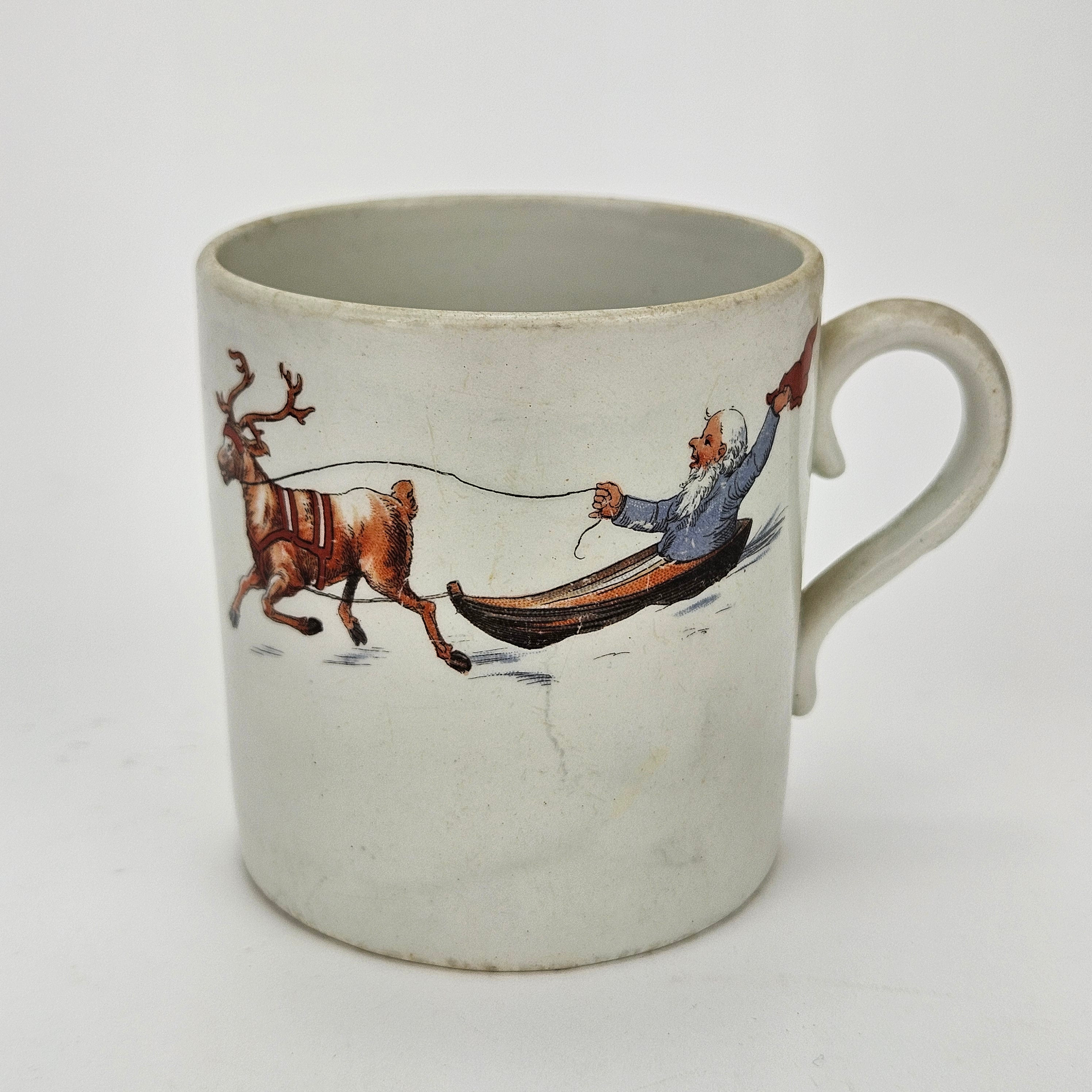 MUGG, flintgods, dekor med tomtar, Gefle, 1900-talets första hälft.