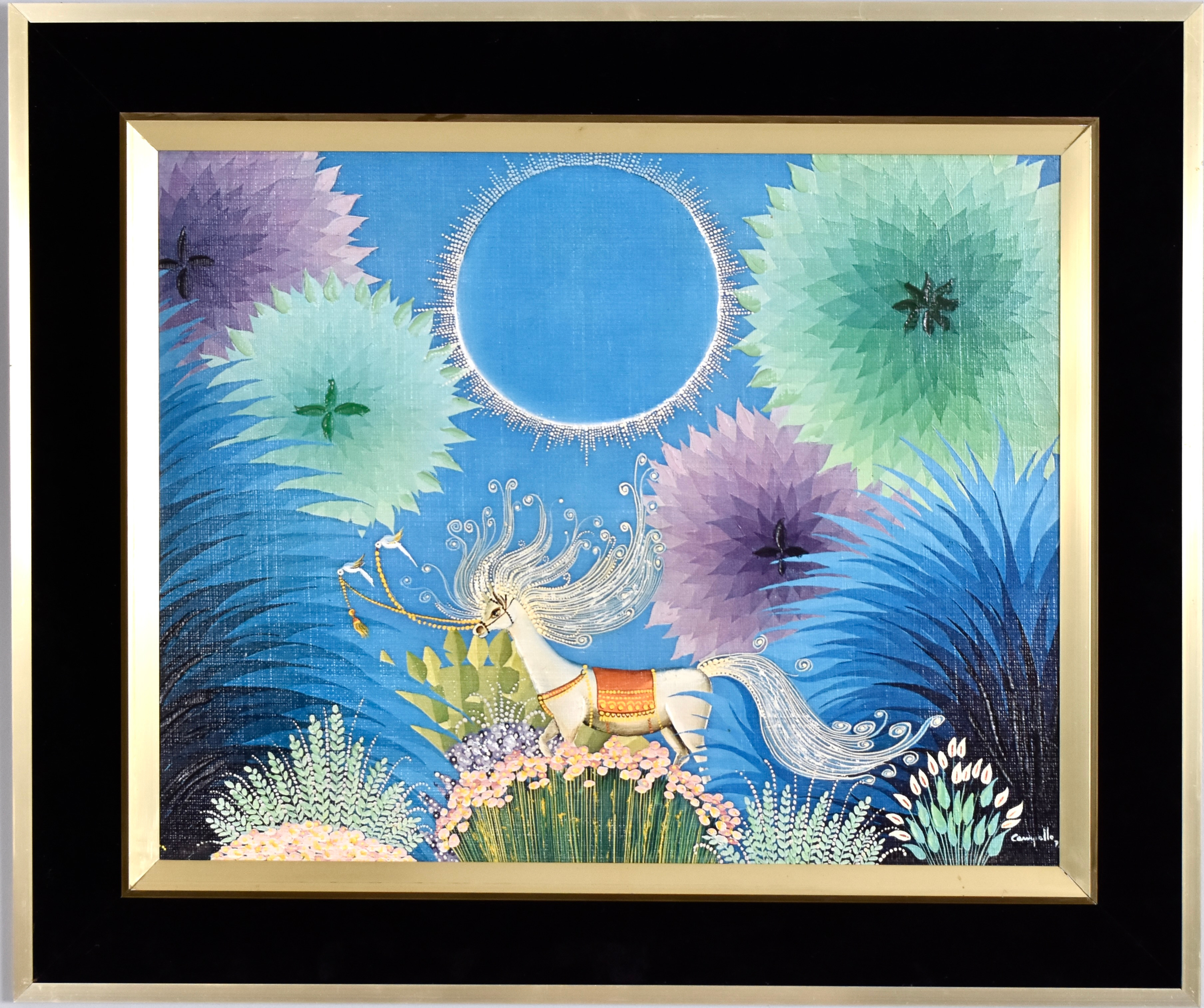 MARIO CAMPELLO. oljemålning på duk, sagohäst.