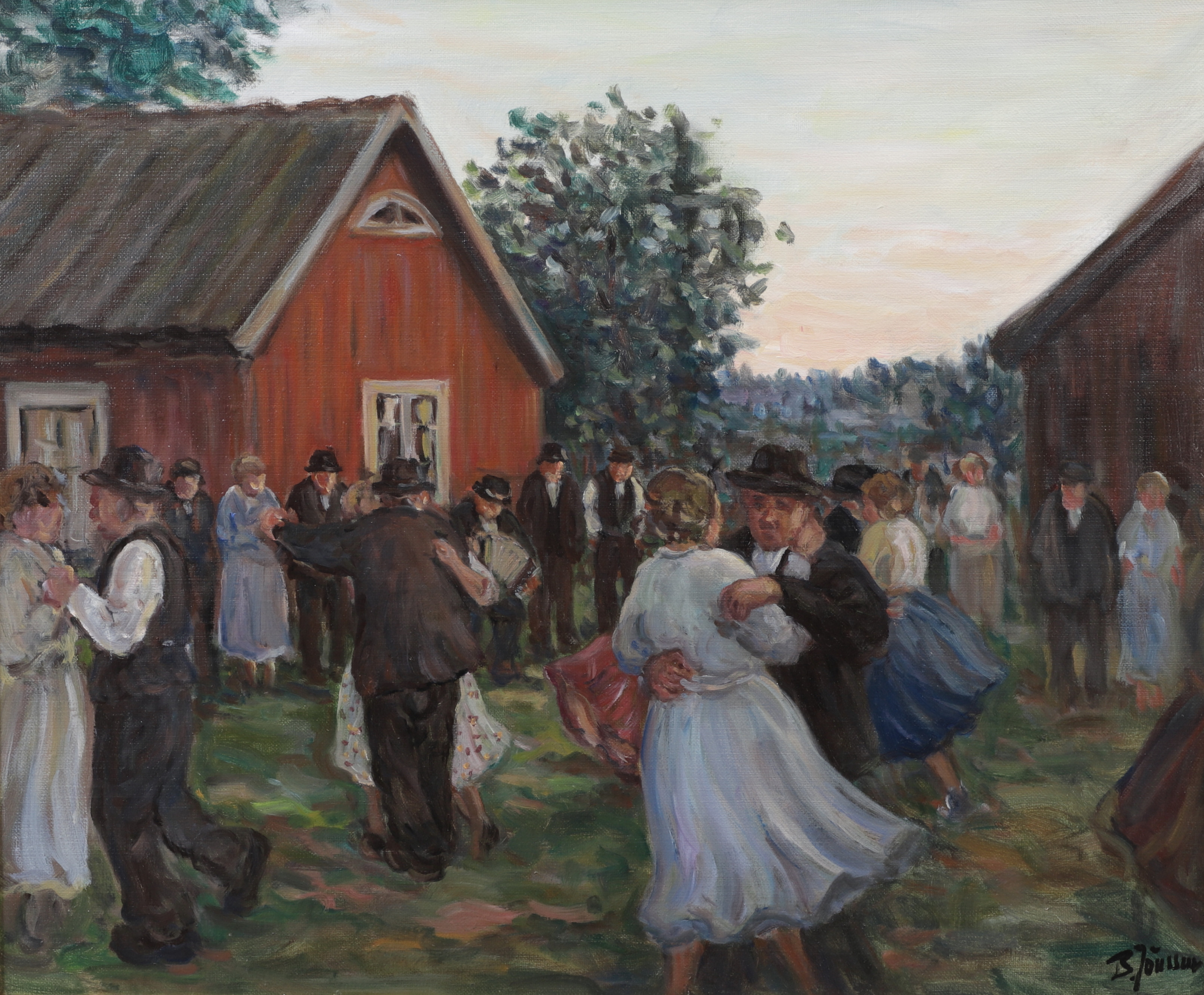 BROR JÖNSSON. Sommardans, olja på duk, signerad.