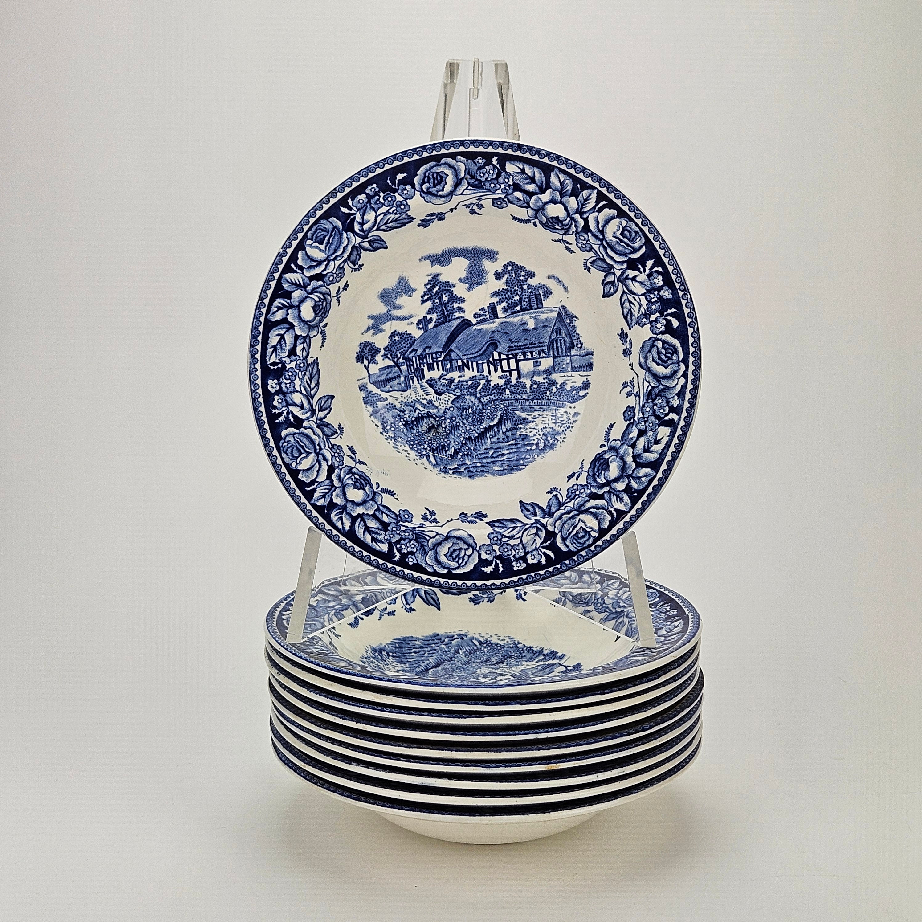 BÄRSKÅLAR, 10 st, flintgods, Stratford, Scenes from the Shakespeare country, British Anchor, England.