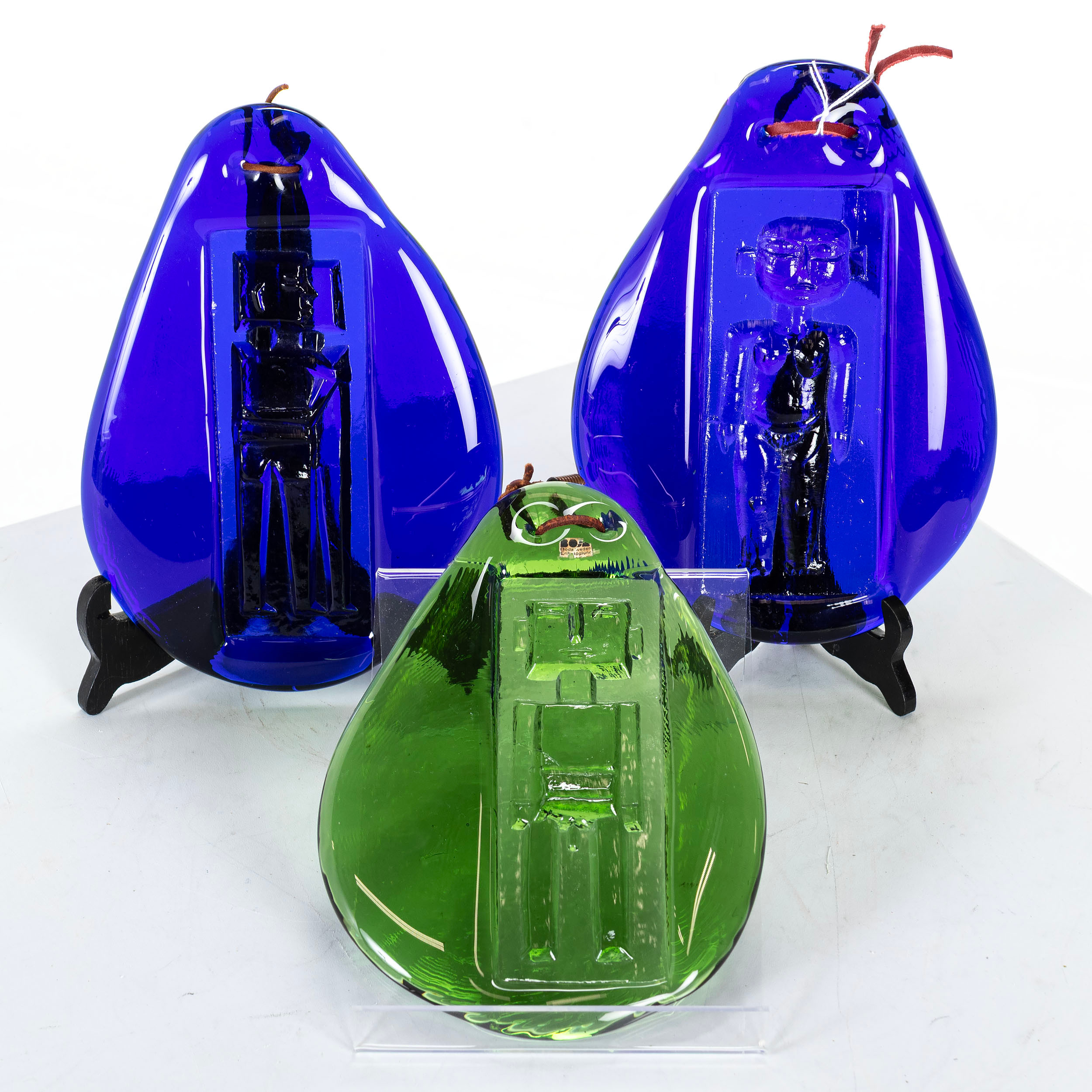 ERIK HÖGLUND. Fönsterhänge 3 st, glas, Boda, 1900 - talets andra hälft.