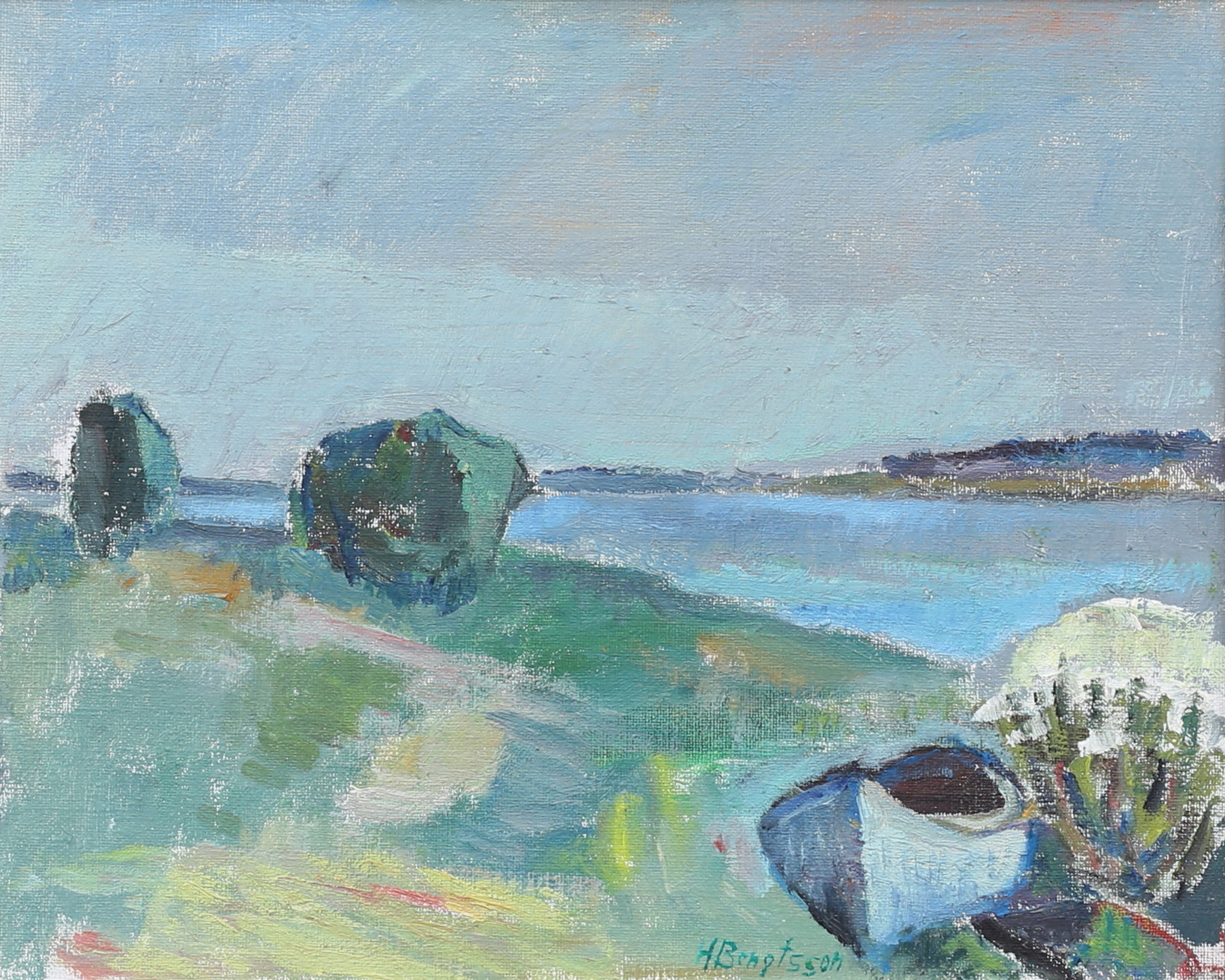 HILMER BENGTSSON. Sjölandskap. Olja på duk, signerad.