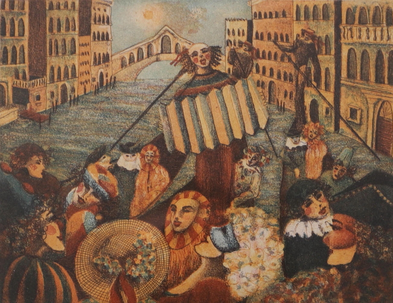 IRENE JARZ. "Oh, Sole Mio", färgetsning, signerad och numrerad 8/100.