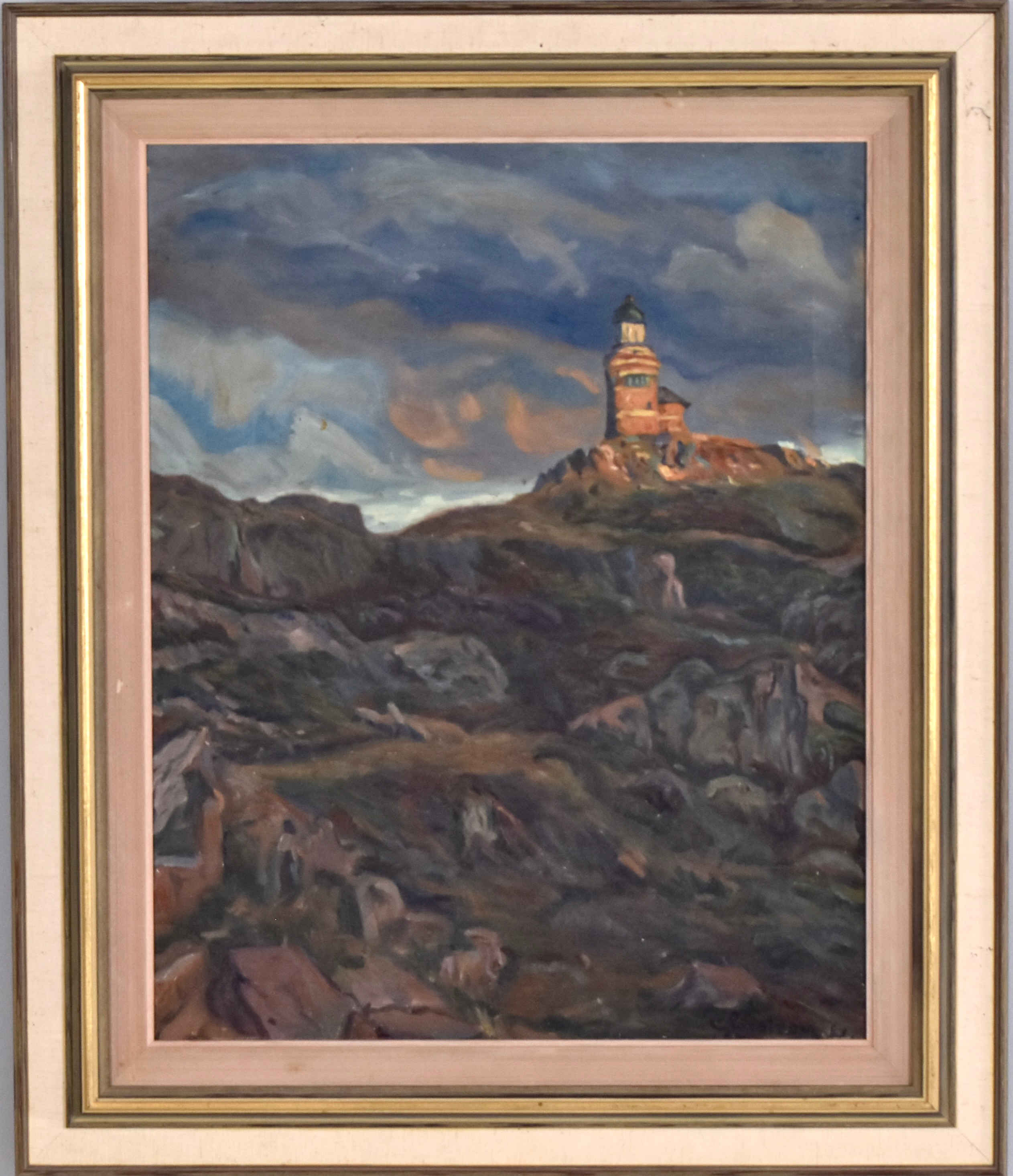 CARL RÖNSTRÖM. oljemålning på duk, Kullens Fyr, Mölle.