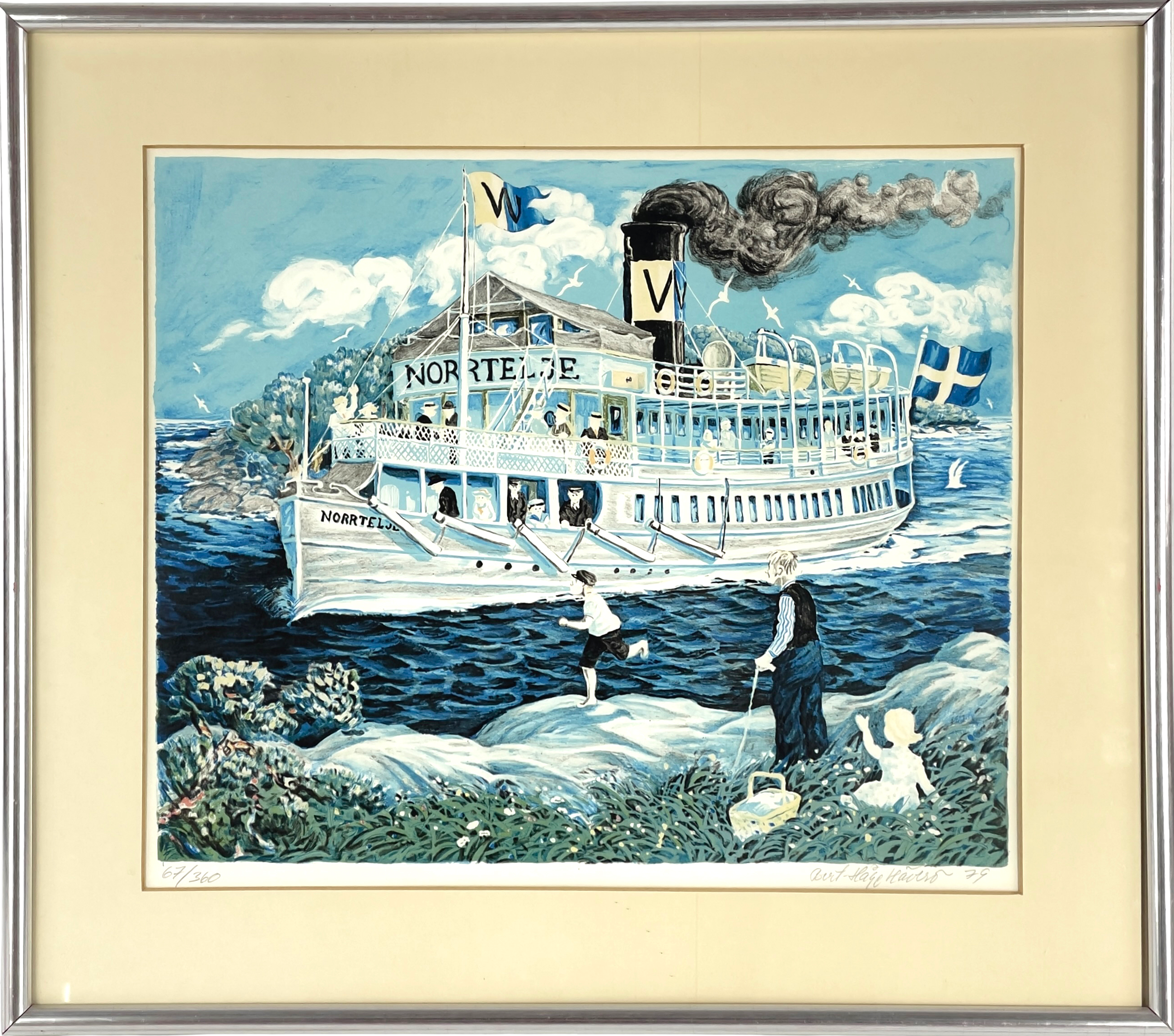 BERT-HÅGE HÄVERÖ. S/S Norrtelje, färglitografi, numrerad 67/360, signerad & daterad -79.