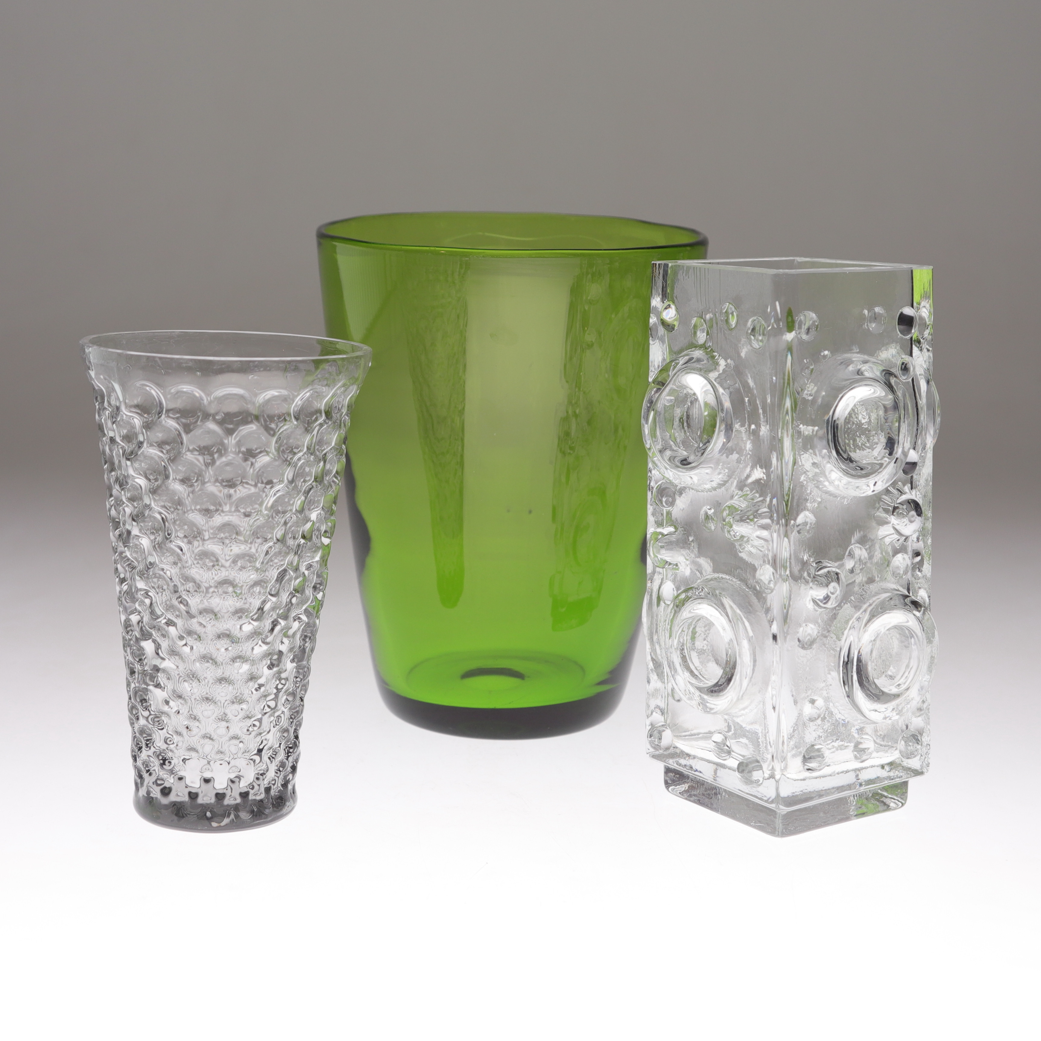 VASER, 3 st, glas, b.la. Reijmyre glasbruk.