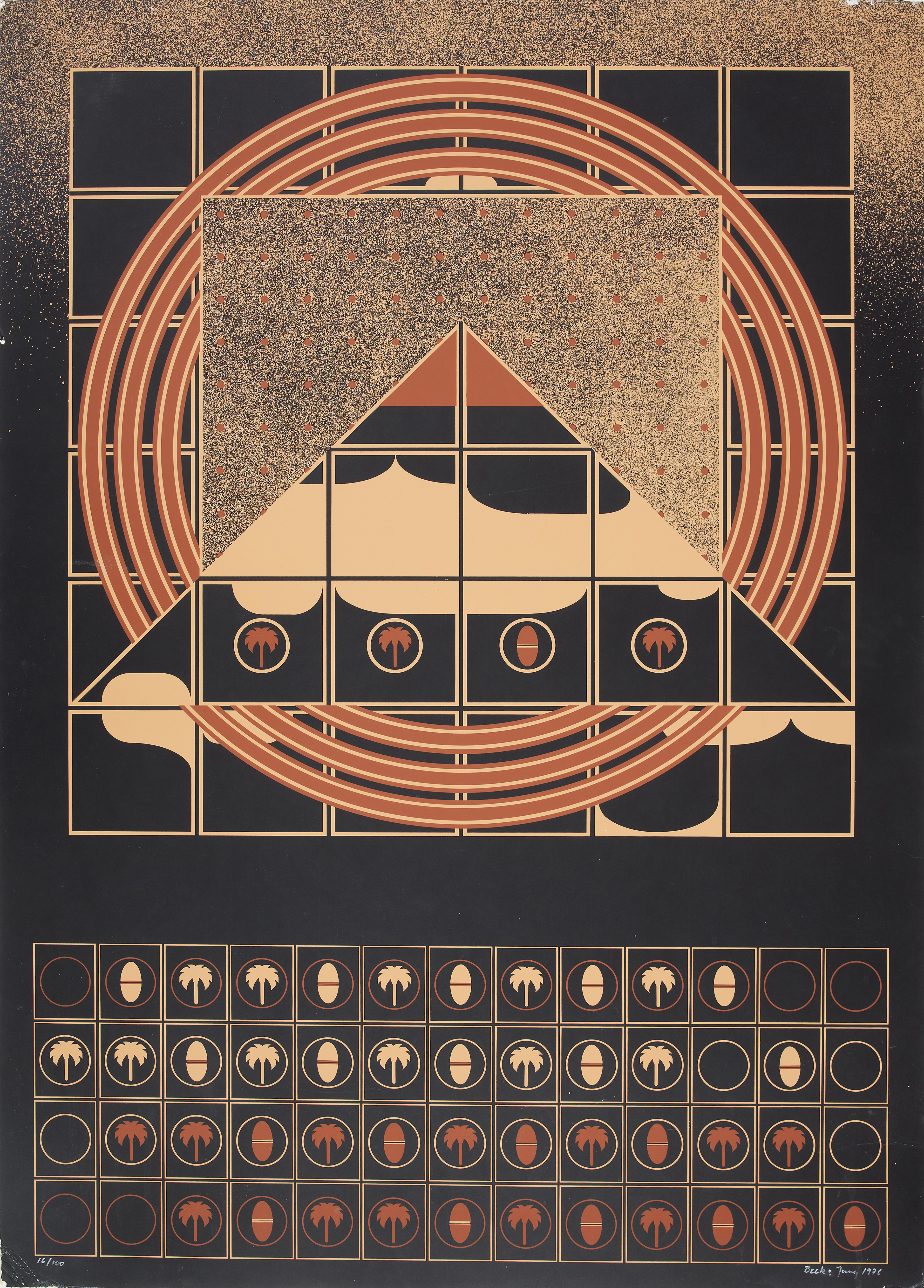 BECK & LJUNG (HOLGER BÄCKSTRÖM & BO LJUNGBERG). Komposition med palmer, signerad, daterad 1976 samt numrerad 16/100.