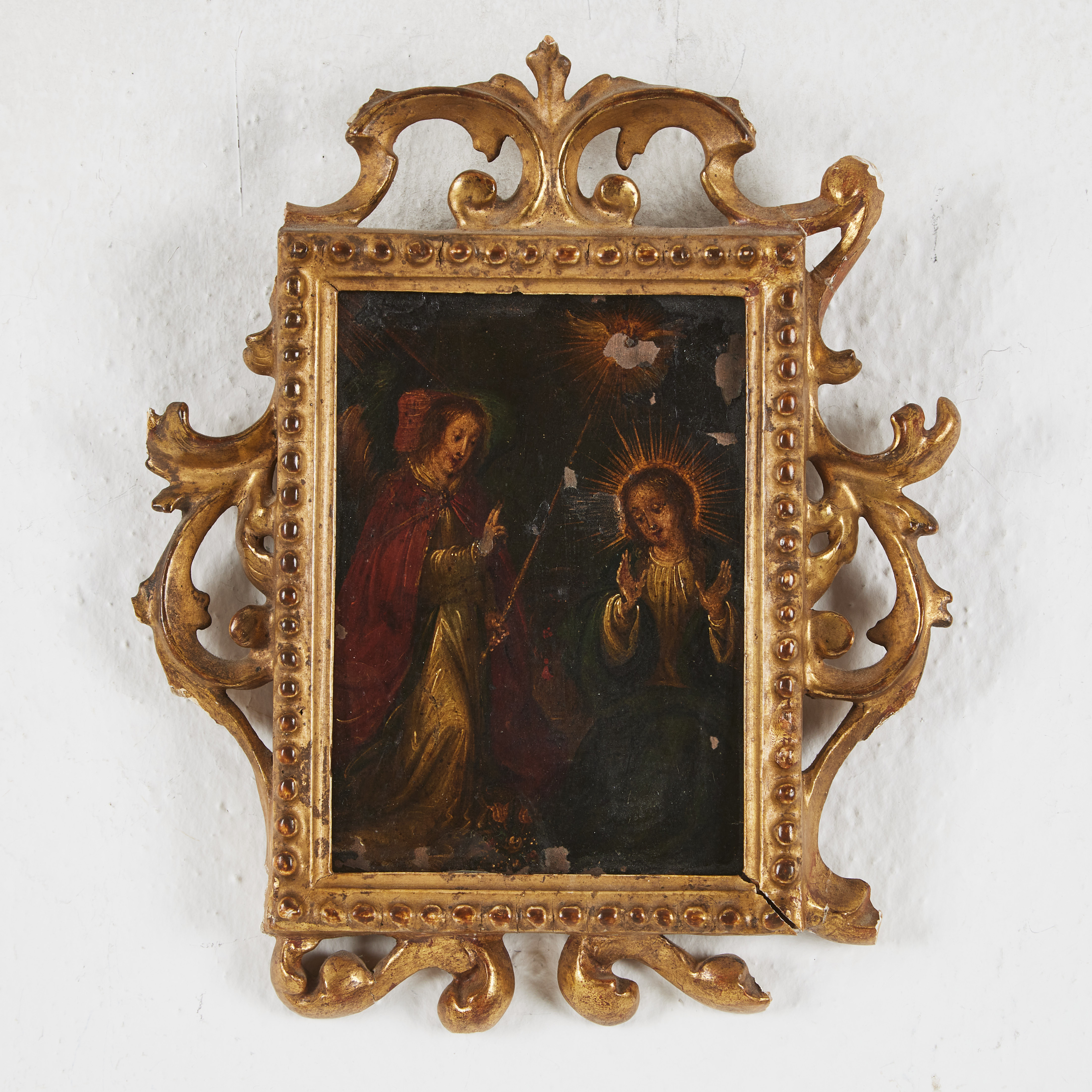 OIDENTIFIERAD KONSTNÄR. 17/1800-tal, religiös motiv, olja på kopparplåt, samtida skuren och förgylld ram.