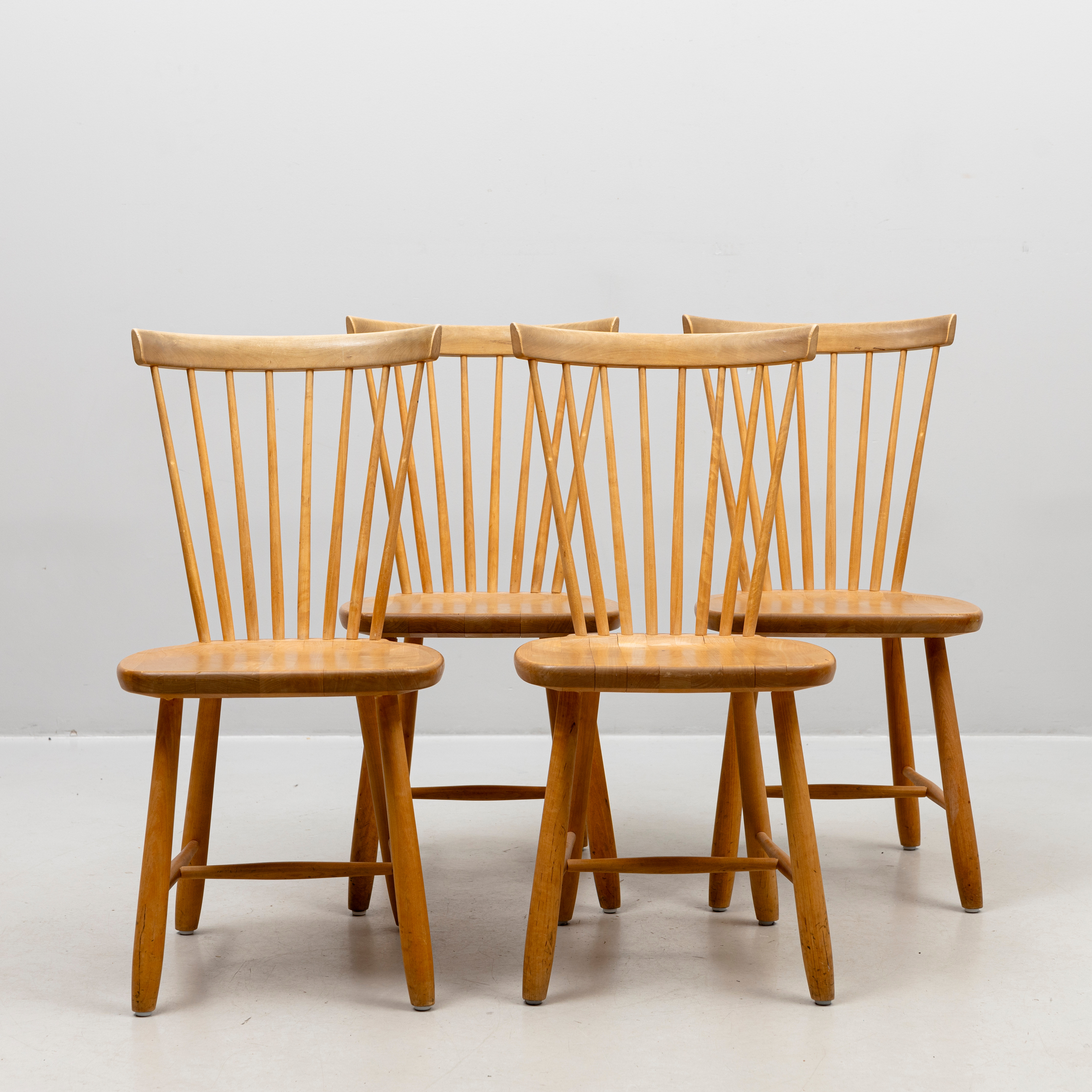 CARL MALMSTEN. Stolar, 4 st, "Lilla Åland", björk, brännstämplade Stolab, 1994.