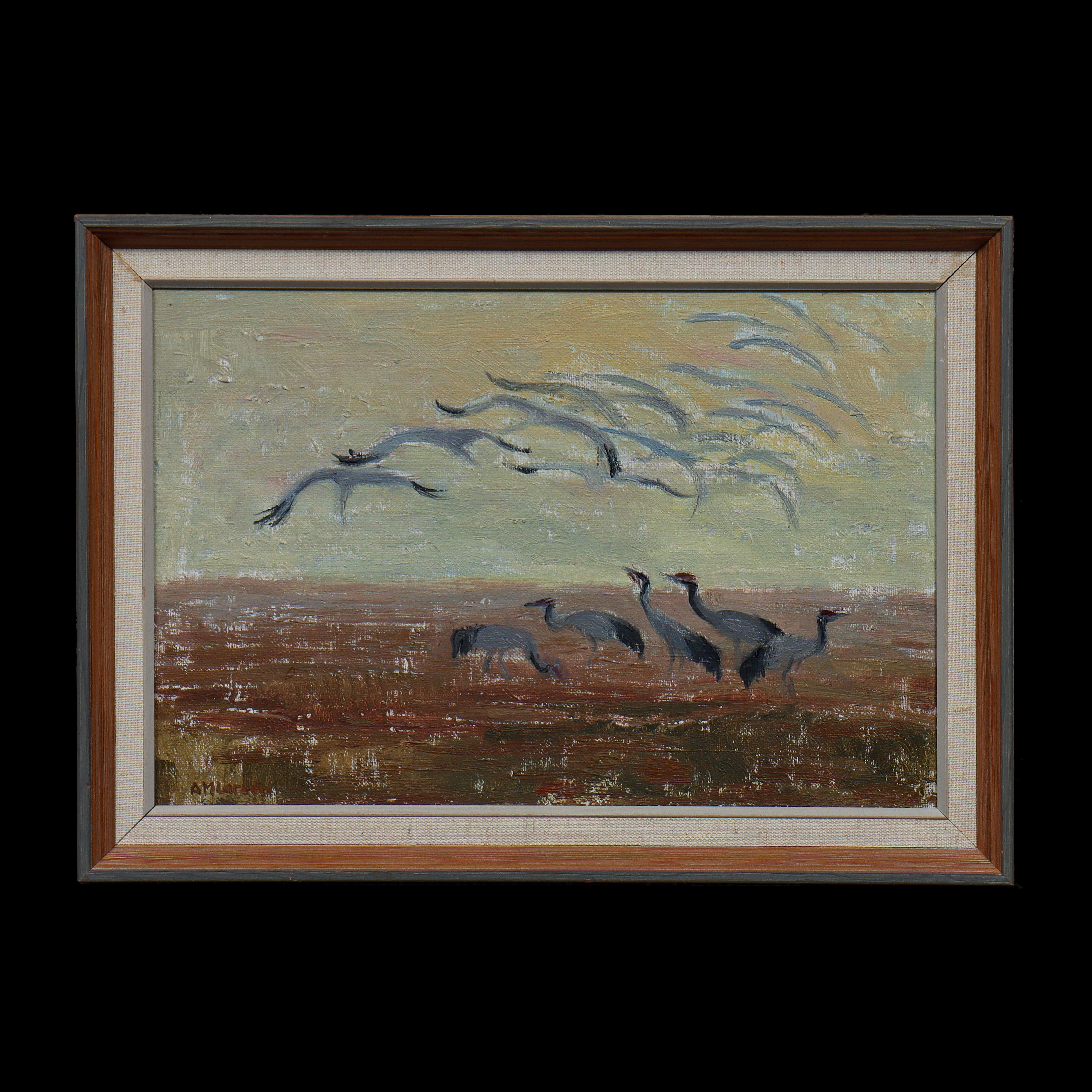 ANN-MARI LARSÉN "TRANOR" OLJA PÅ PANNÅ, TEXT A TERGO 1966, SIGNERAD.