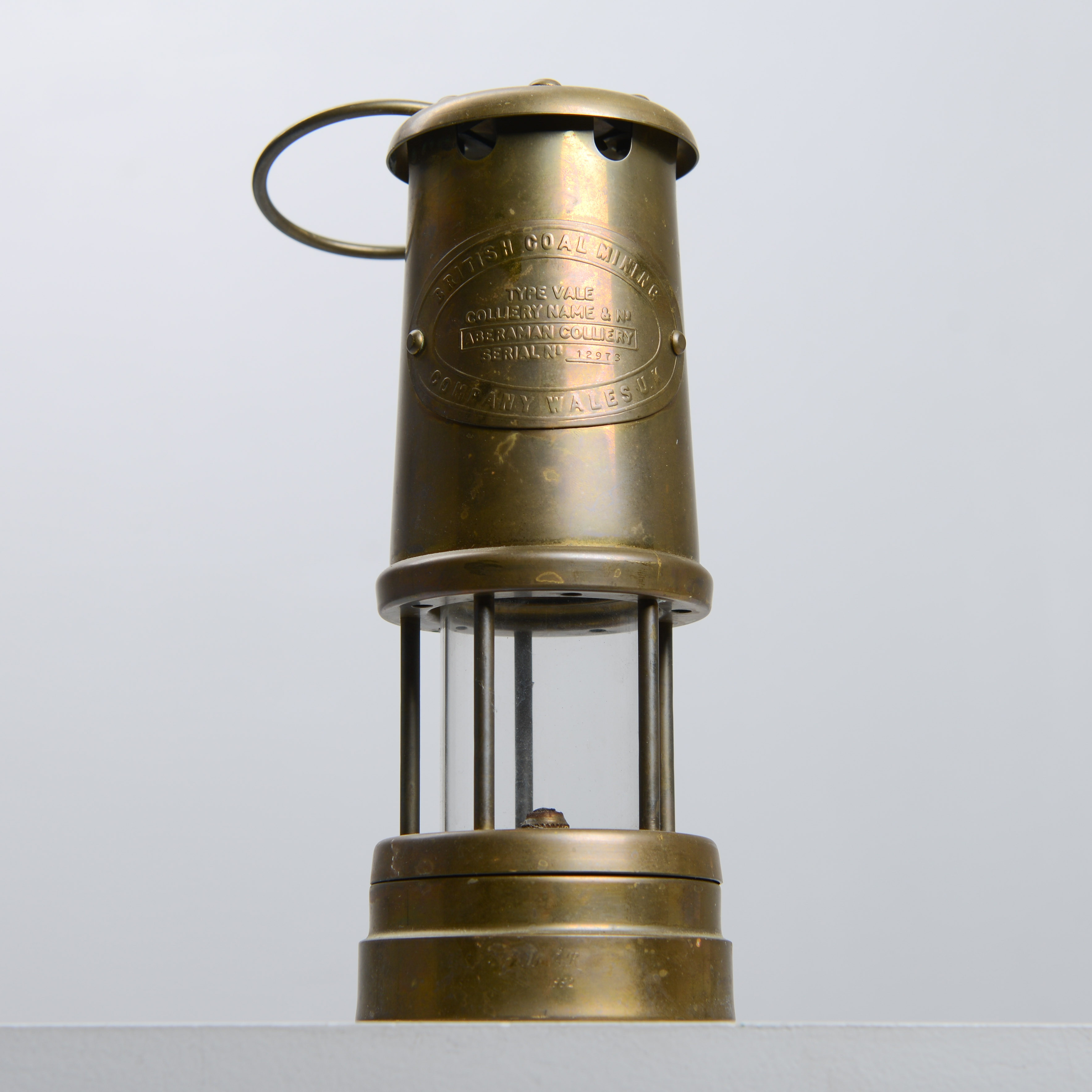 GRUVLYKTA, mässing, Aberaman Colliery, British Coal Mining Company, Wales.