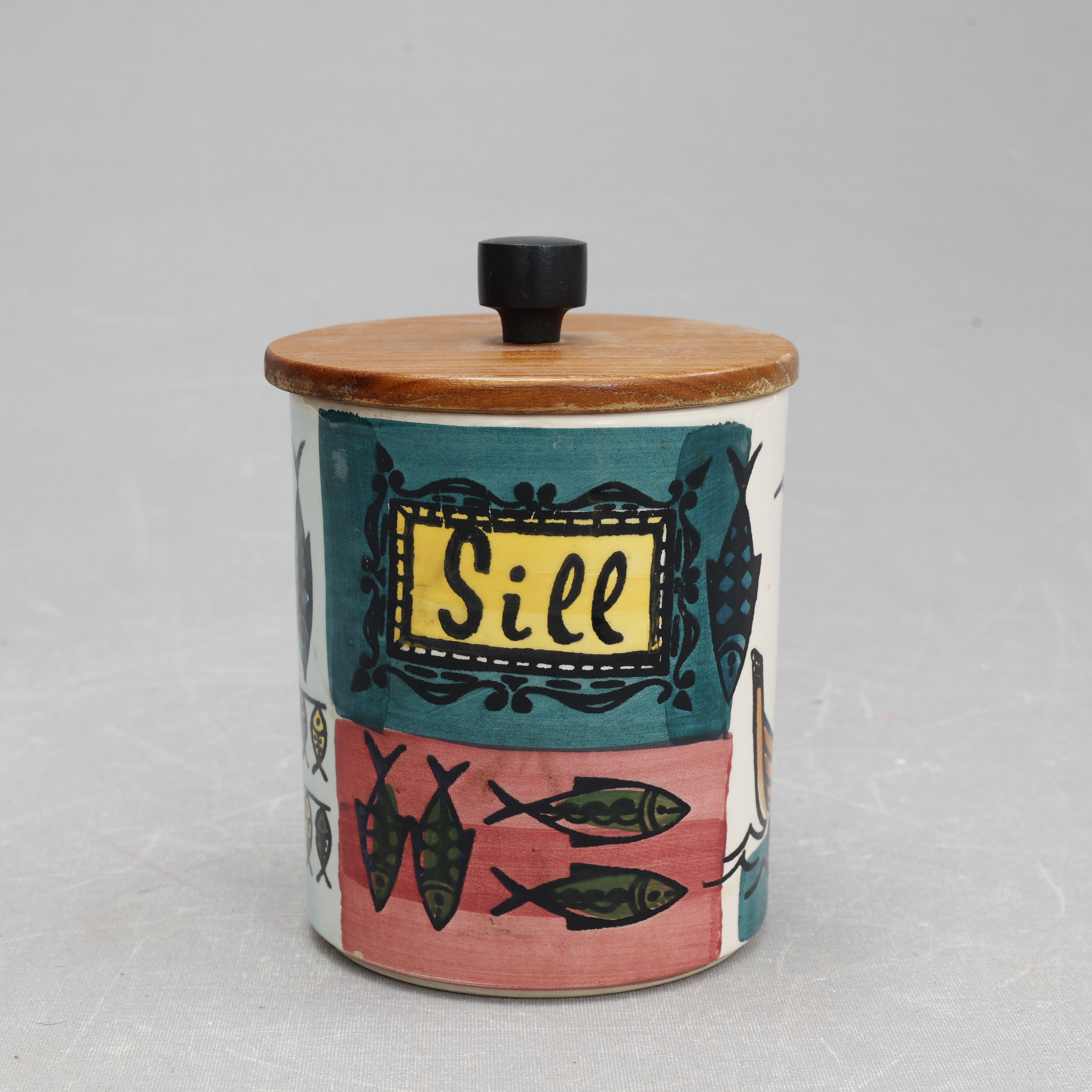 E JARUP. BURK med lock, " Sill ", Deco, Hälsingborg.