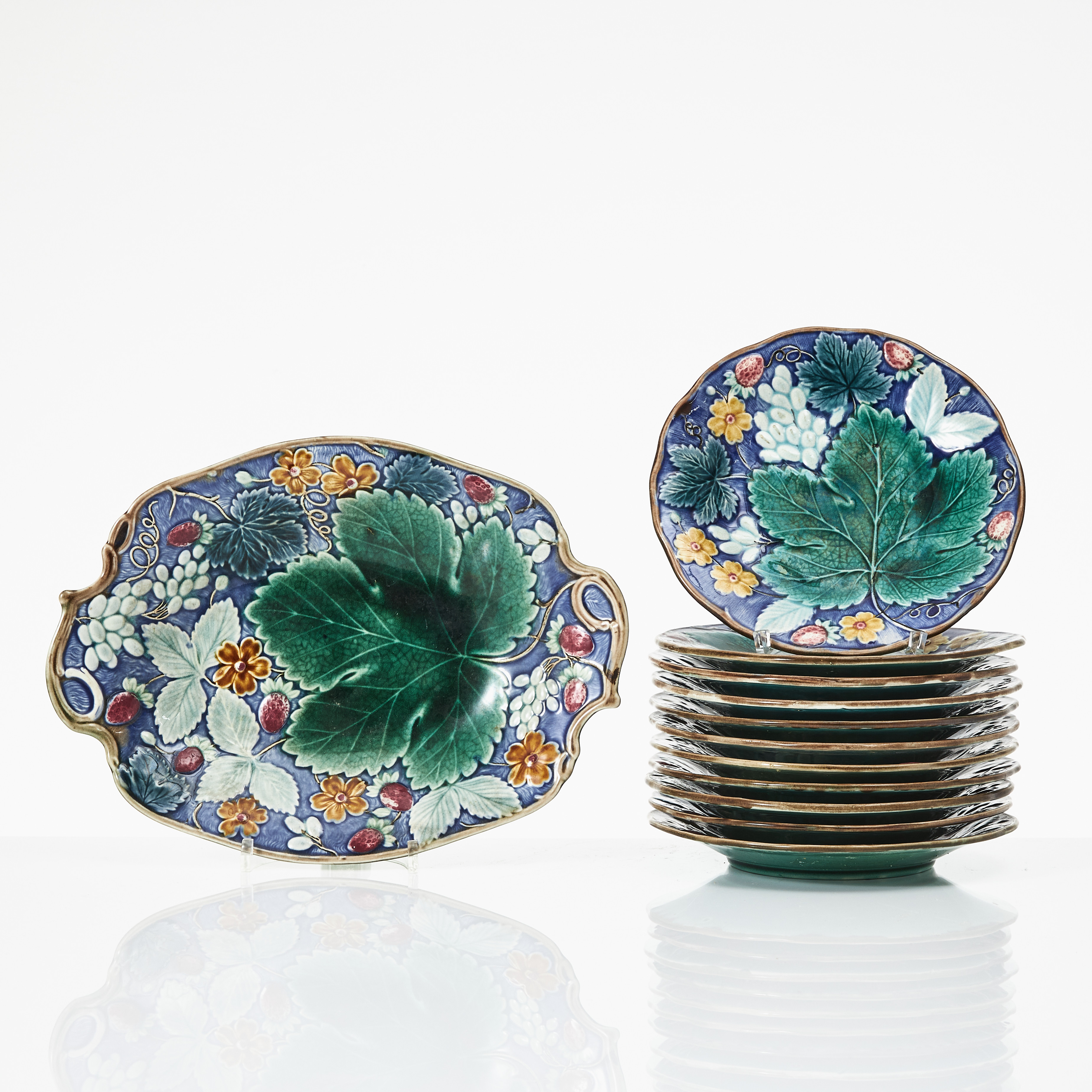 SERVISDELAR, 11+1 st, majolika, Gustavsberg, 1900-talets första hälft.