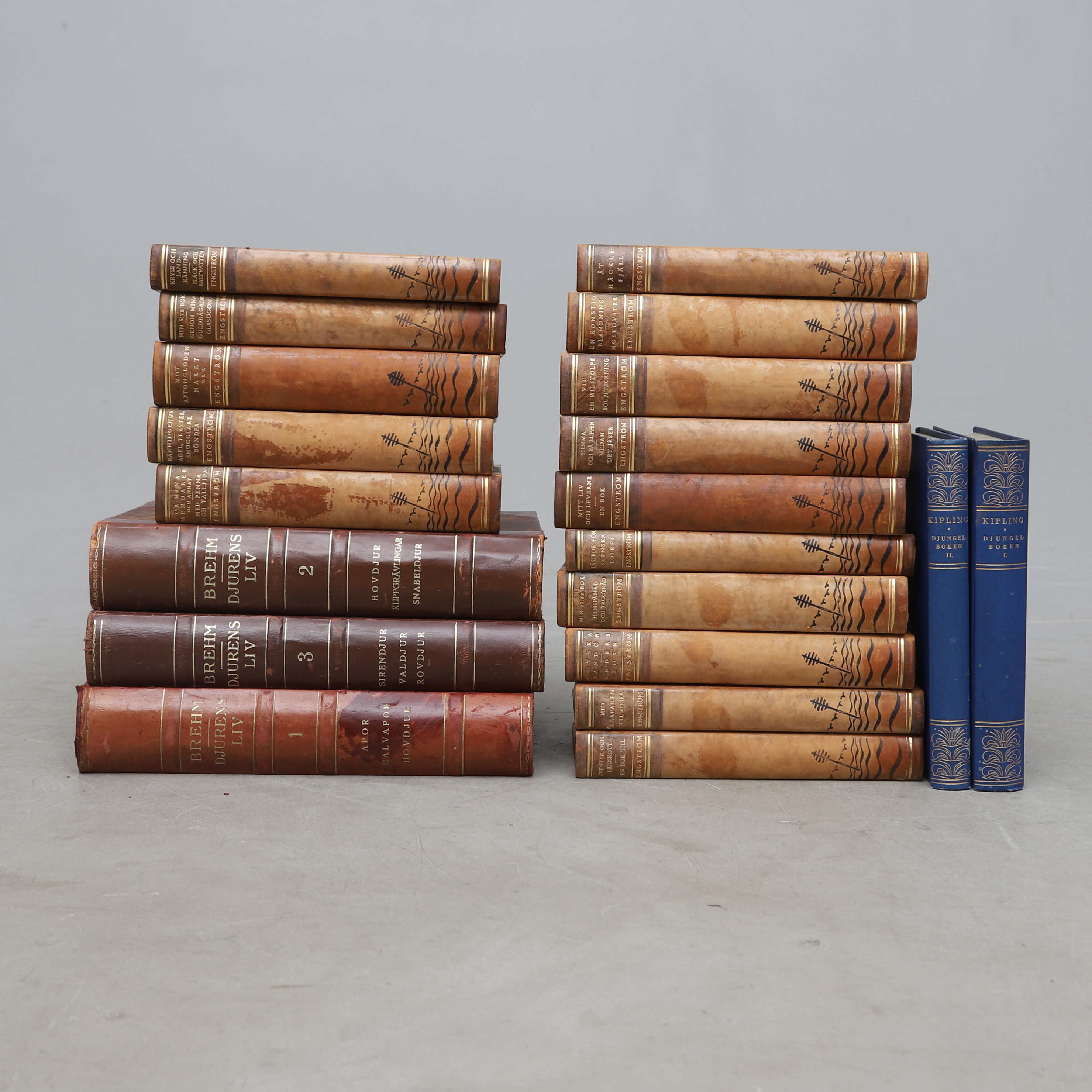 BÖCKER, 19 st, b.la. "Djurens Liv"/"Djungelboken", 1900-tal.