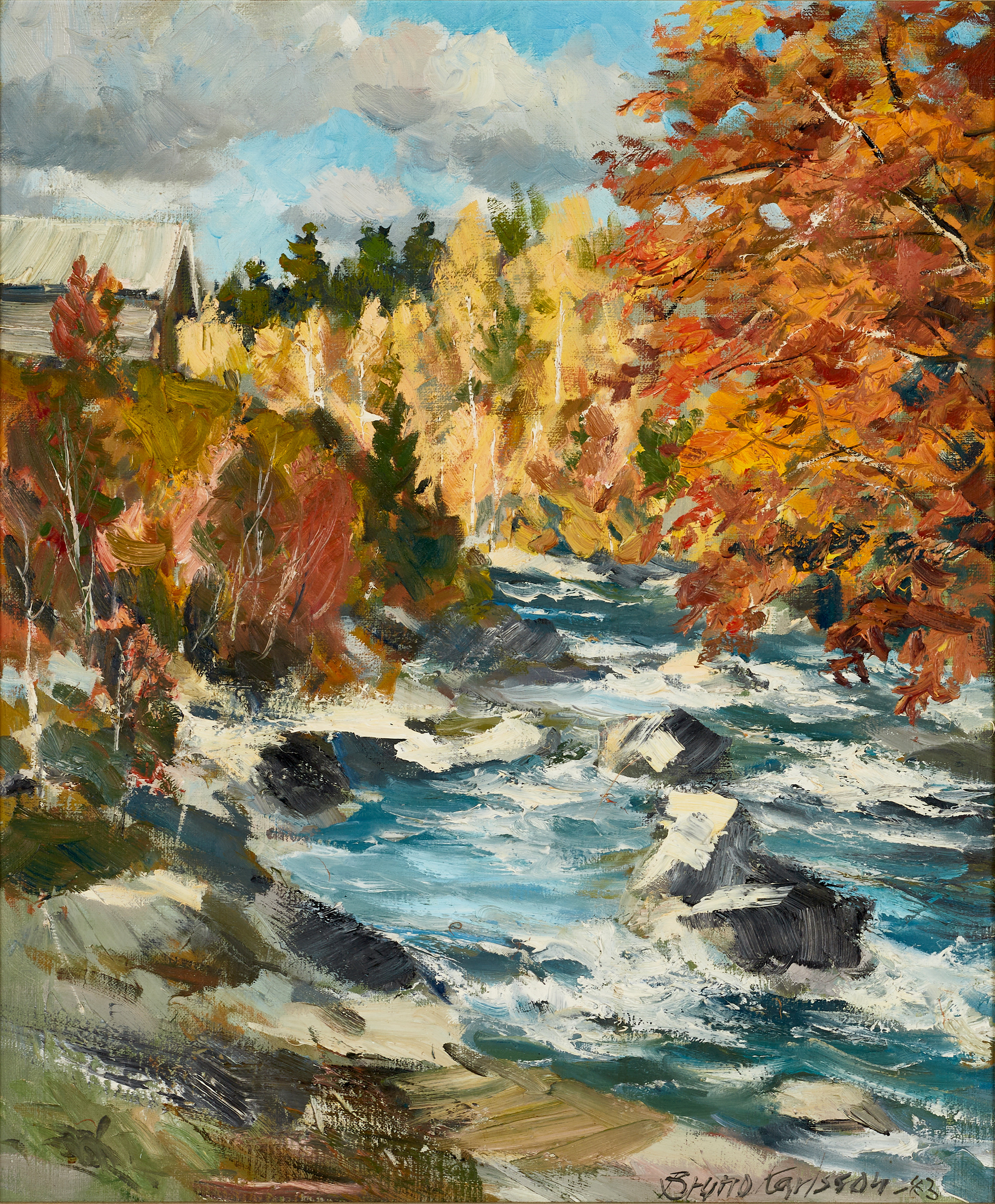 BRUMO KARLSSON (1927-2020), Höstford, signerad -83, olja på duk.