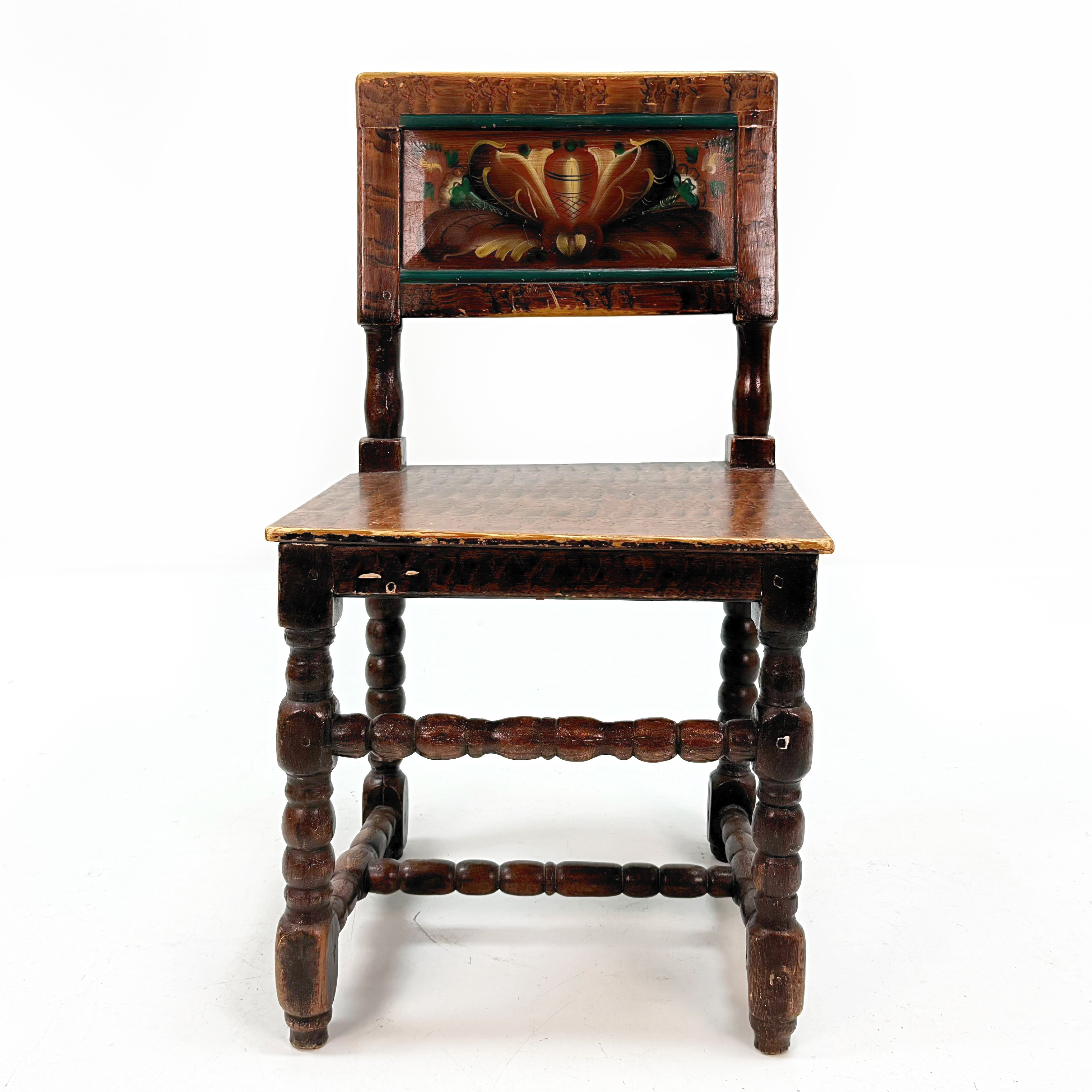 DALASTOL, trä, senare bemålad, 1700 - 1800 tal.