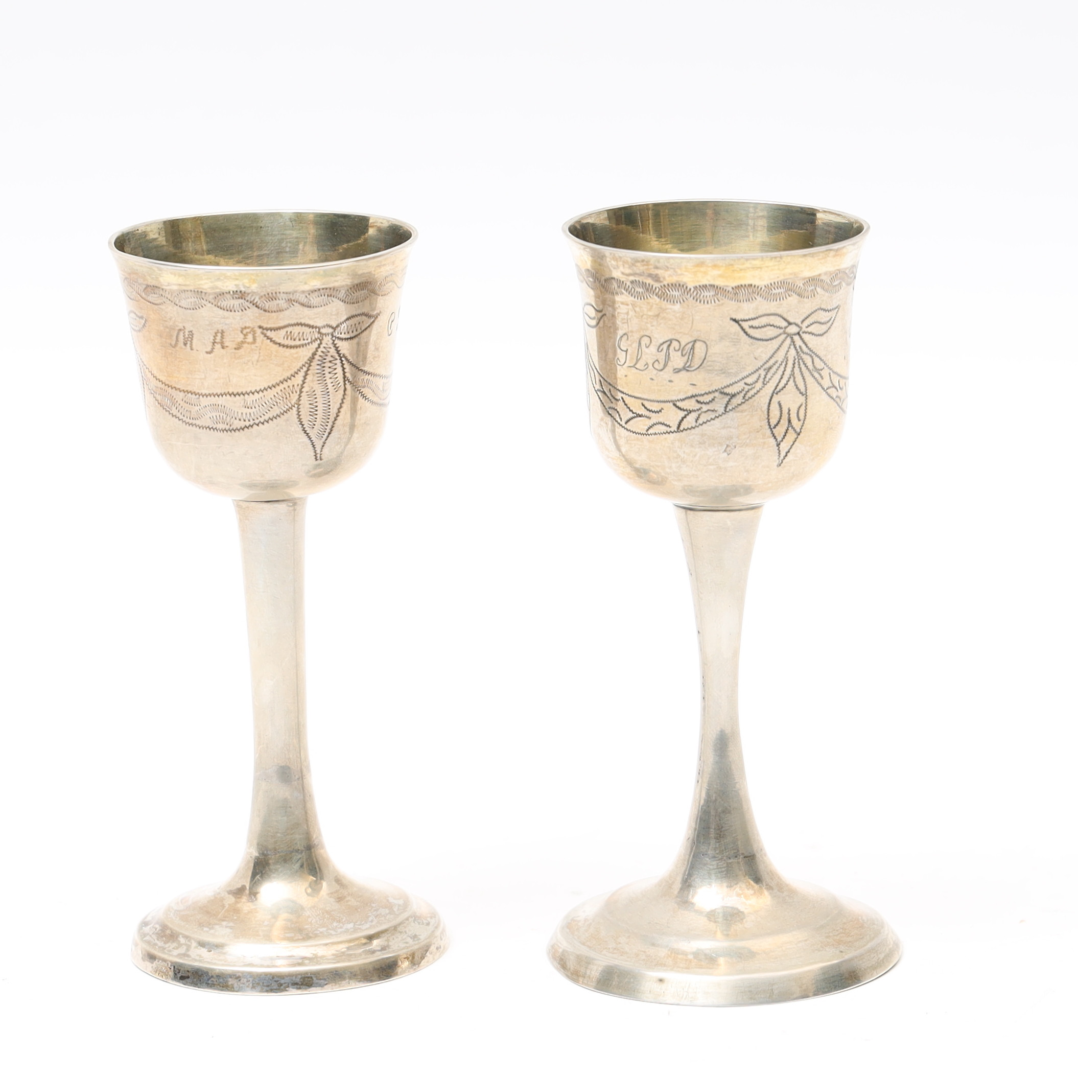 JOHAN HENRIK LEFFLER. Brännvinskalkar ett par, Falun 1800-tal.