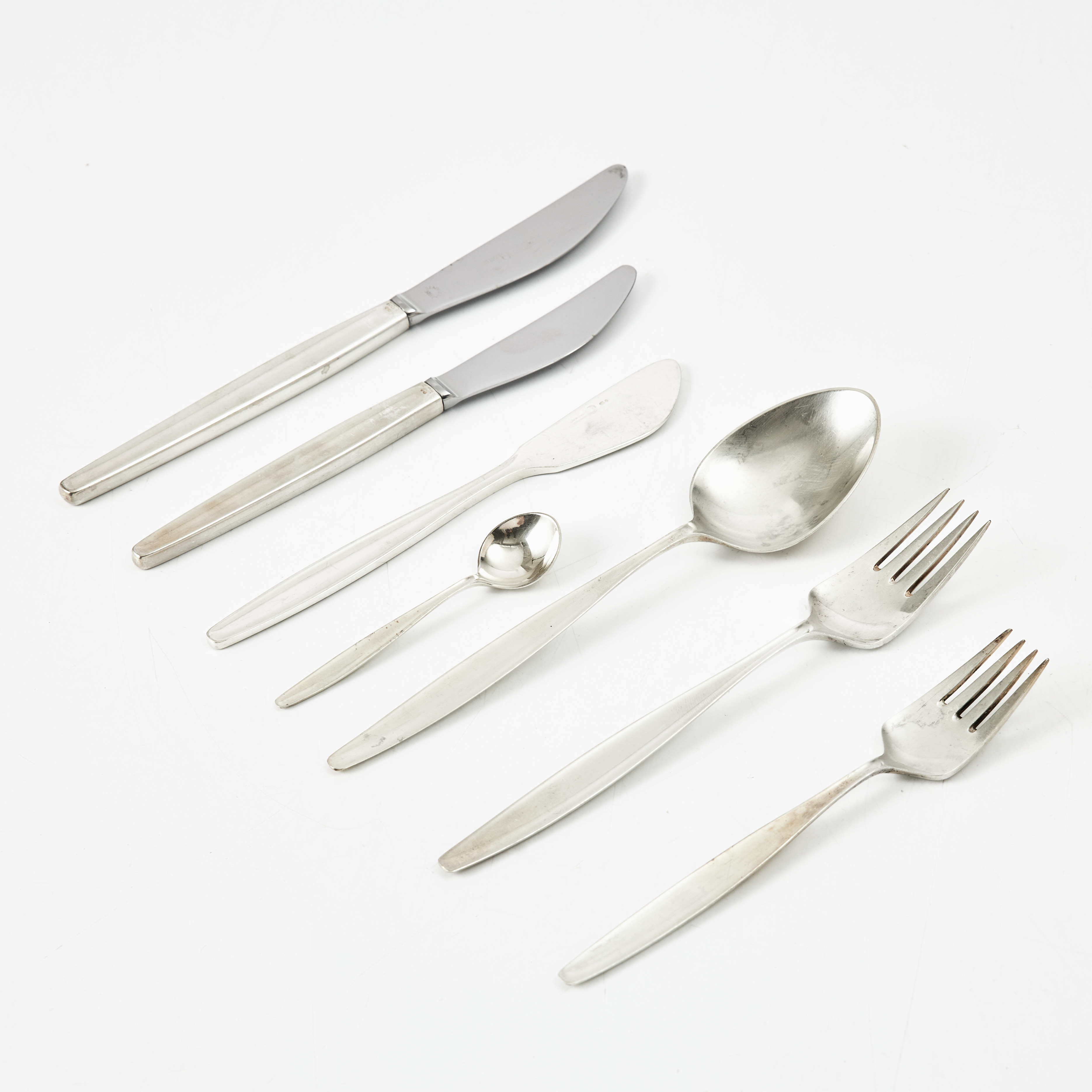 TIAS ECKHOFF. bestickdelar, "Cypress", 60 delar, sterlingsilver, Georg Jensen, Köpenhamn.