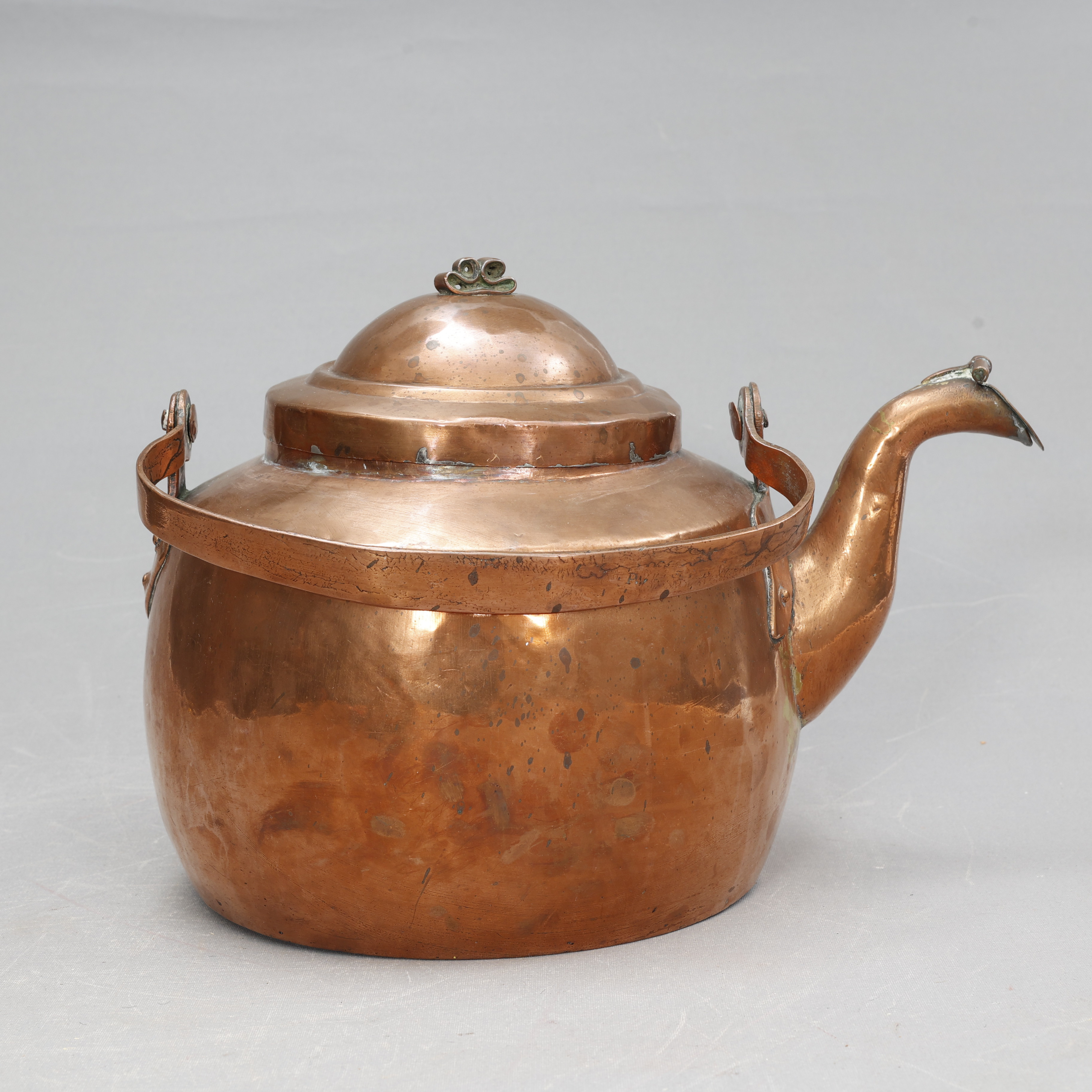KAFFEPANNA, koppar, , mustaschfäste, handdriven, 1700-tal.