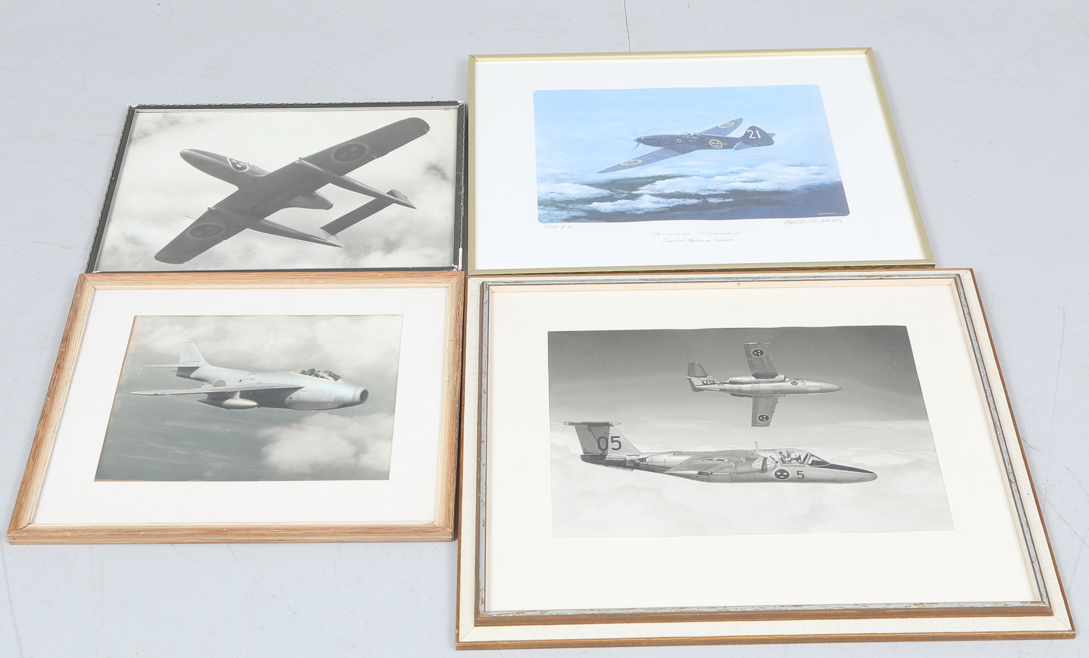 GRAFISKA BLAD/FOTOGRAFIER, 4 st, Saab, flygplan.