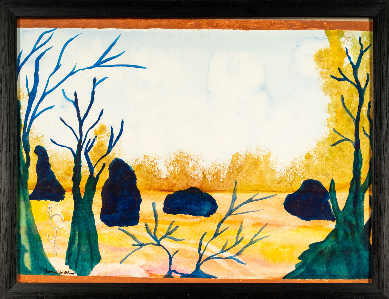 YVONNE LINDBLOM. Akvarell, smides-detalj i sterling silver, Signerad.