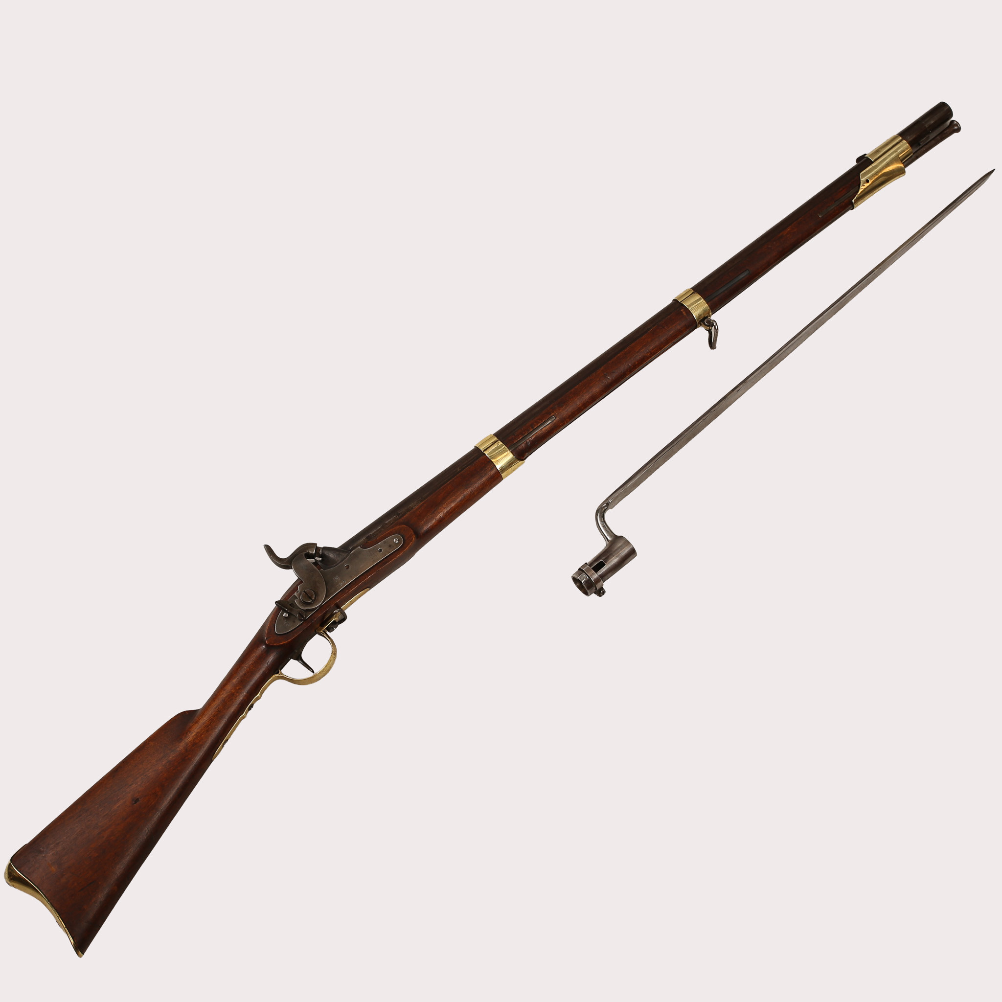 SLAGLÅSGEVÄR, Sverige, Gevär för svenska flottan förkortat m/1840 med bajonett.