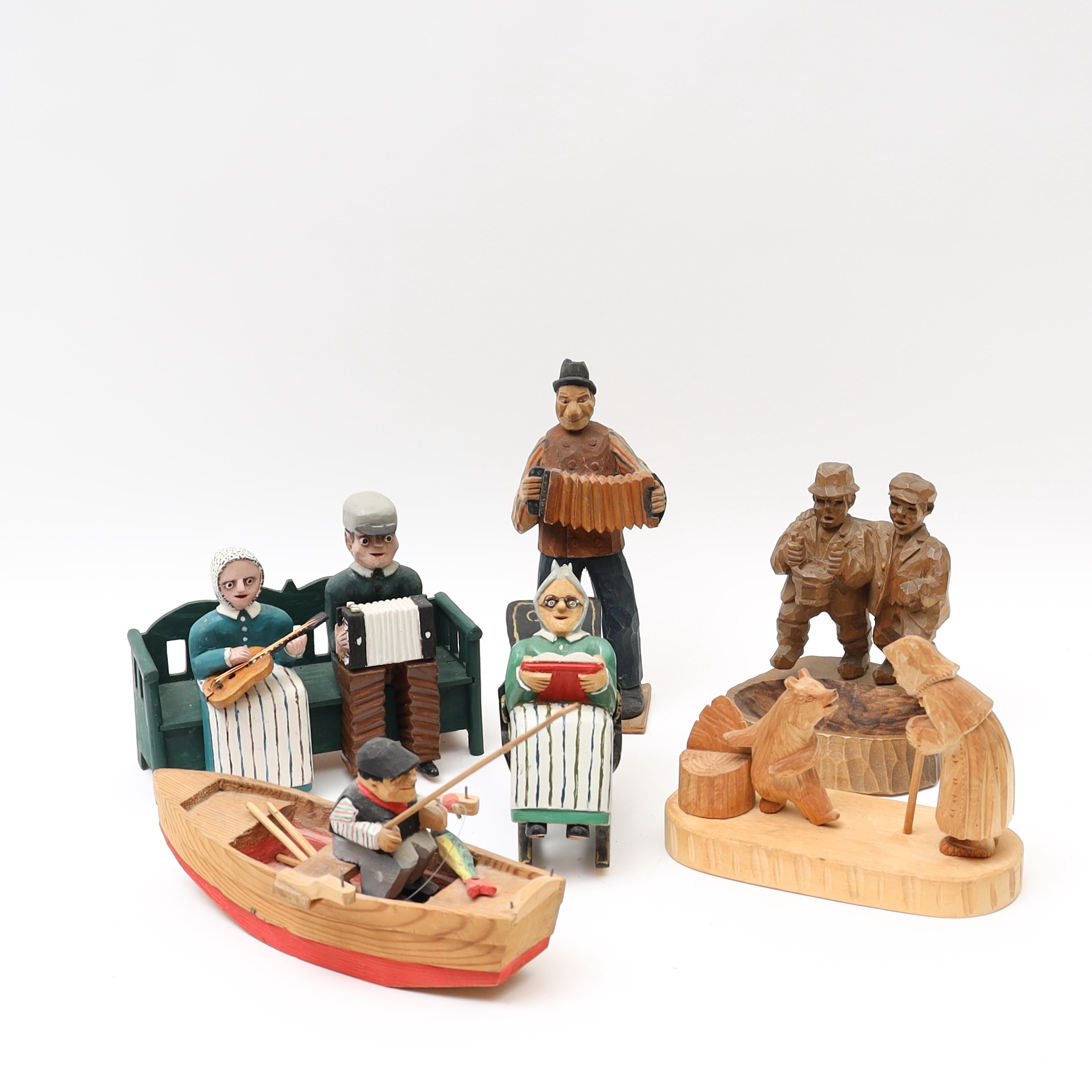 TRÄSKURNA FIGURER 6st, Paul eriksson Bäsna, Ryssland.