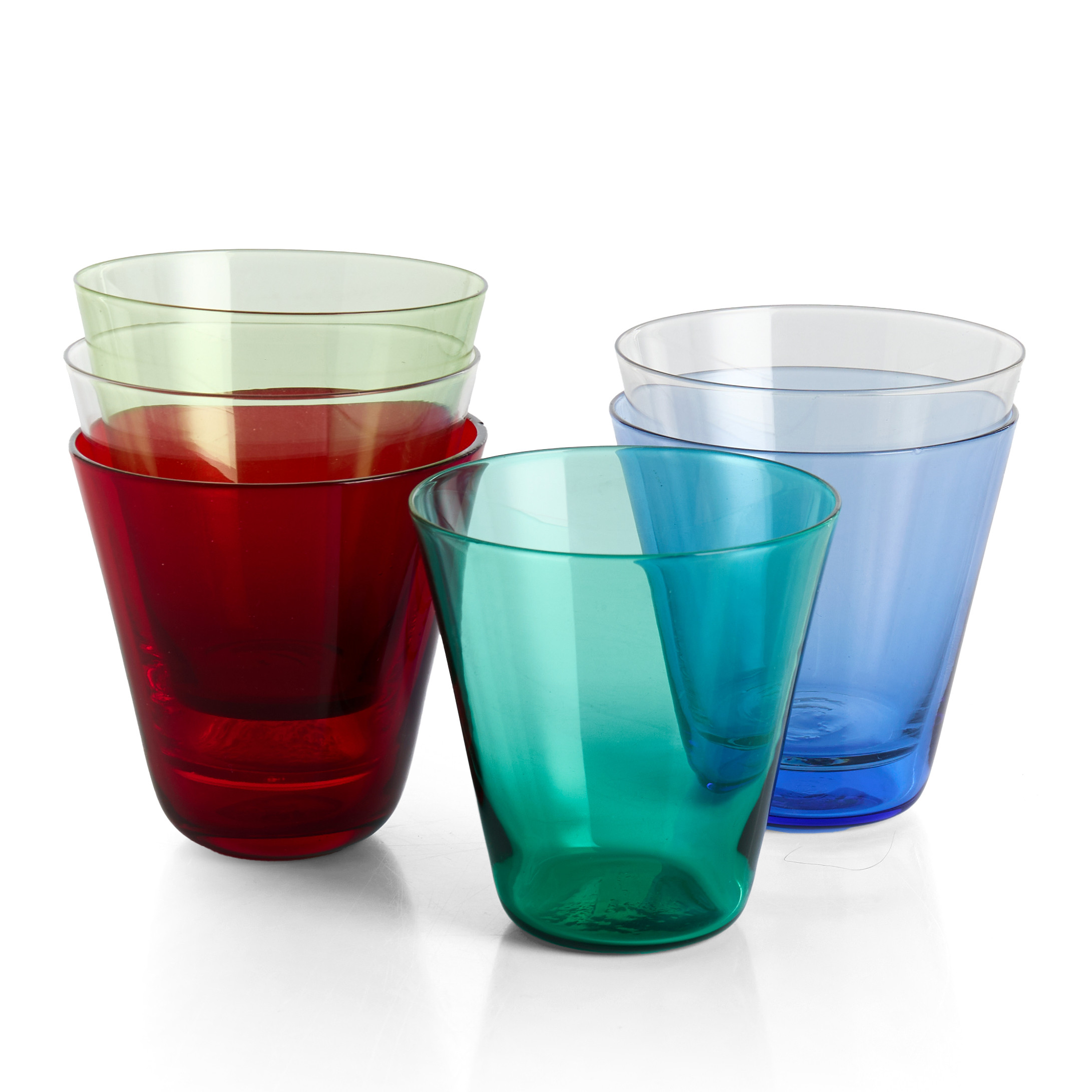 KAJ FRANCK (1911–1989). Dricksglas, 6 st, "Kartio", olika färger, Nuutajärvi, Notsjö, Finland.