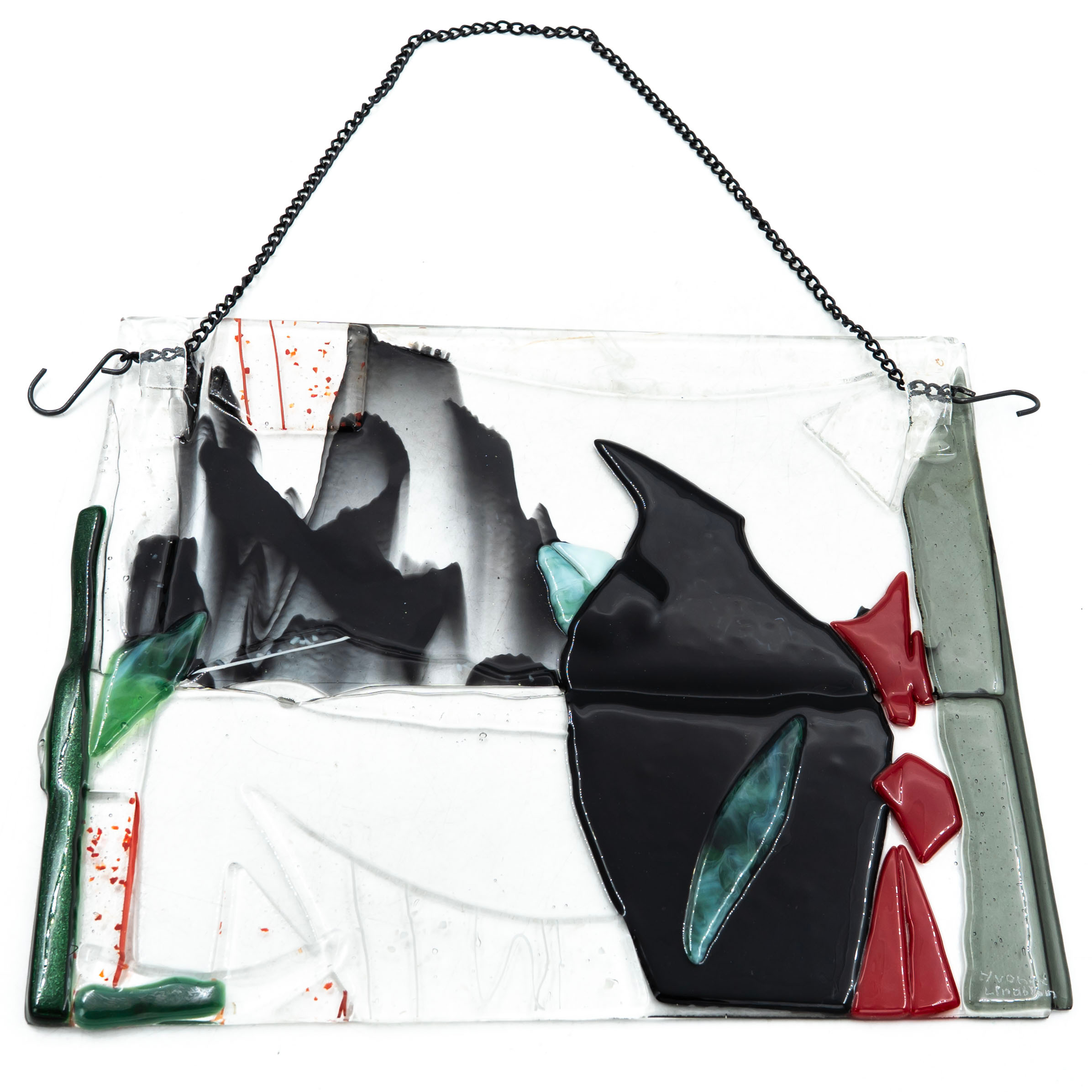 YVONNE LINDBLOM. RELIEF, Glaskonst, Pingvin-motiv, Signerad.