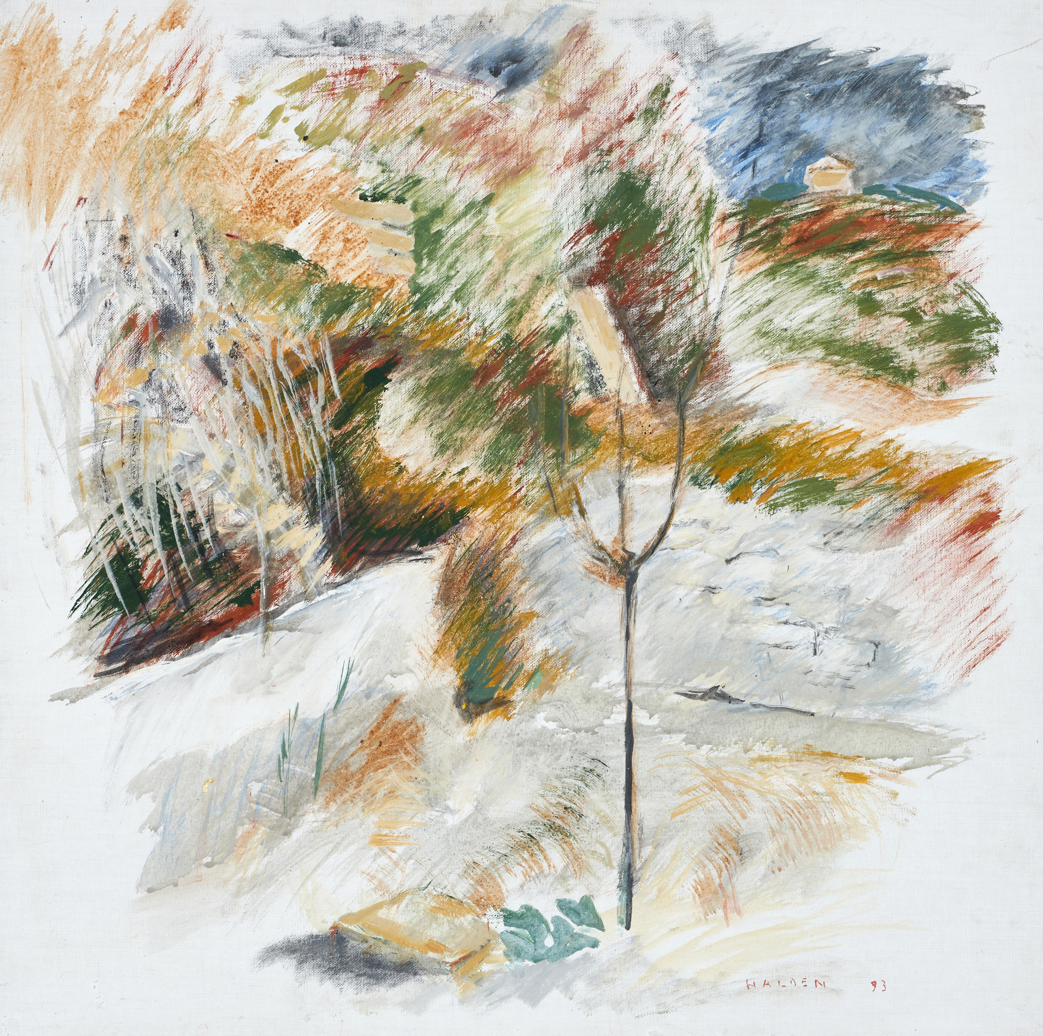 KJERSTIN HALDEN-WALLMAN (Stockholm, 1925-2022 i Stocksund), Persikoträd, Bonnieux, 1993, signerad och daterad Halden -93, olja på duk.