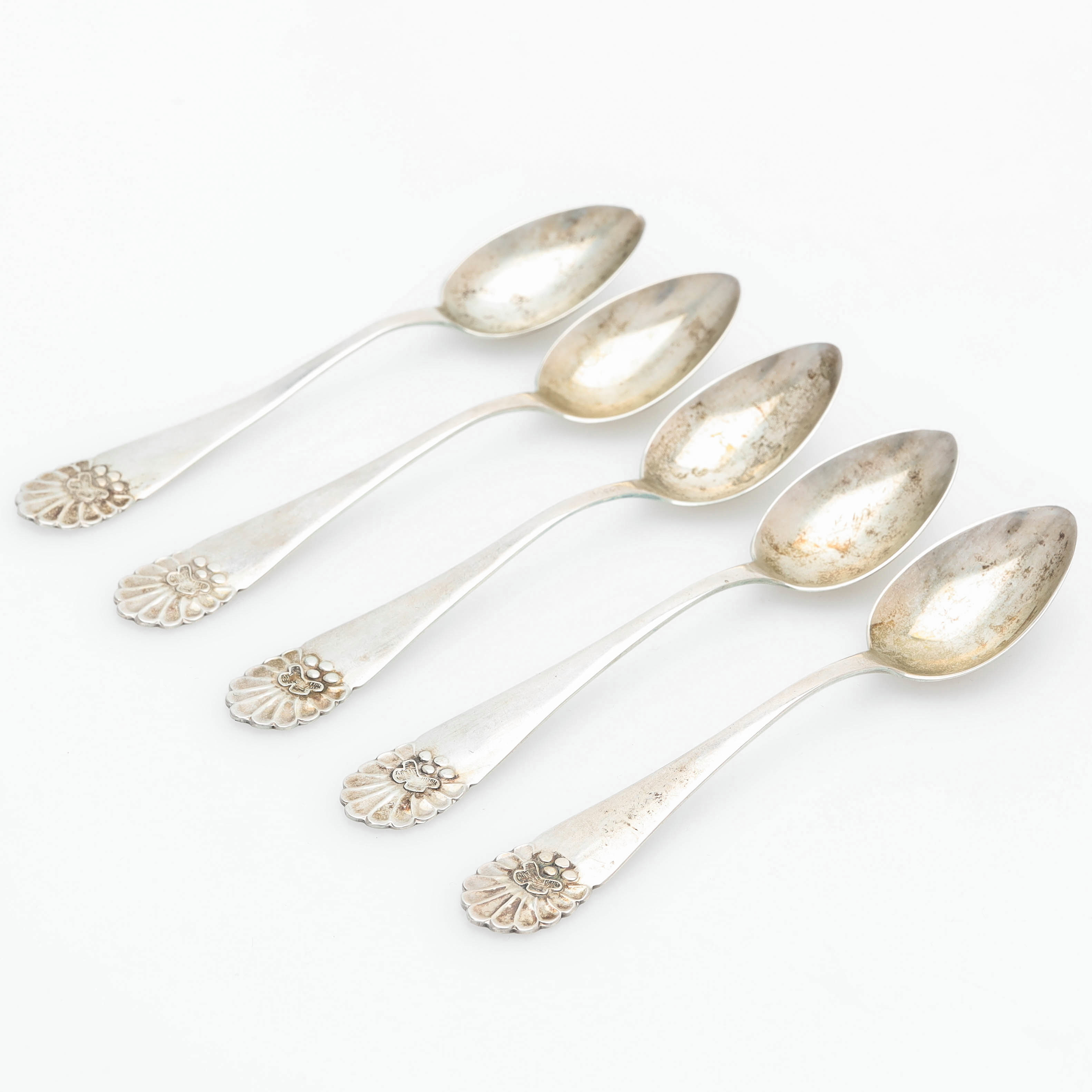 SKEDAR, 5 st, silver "Snäck", vikt 43 gram, 1960-tal.