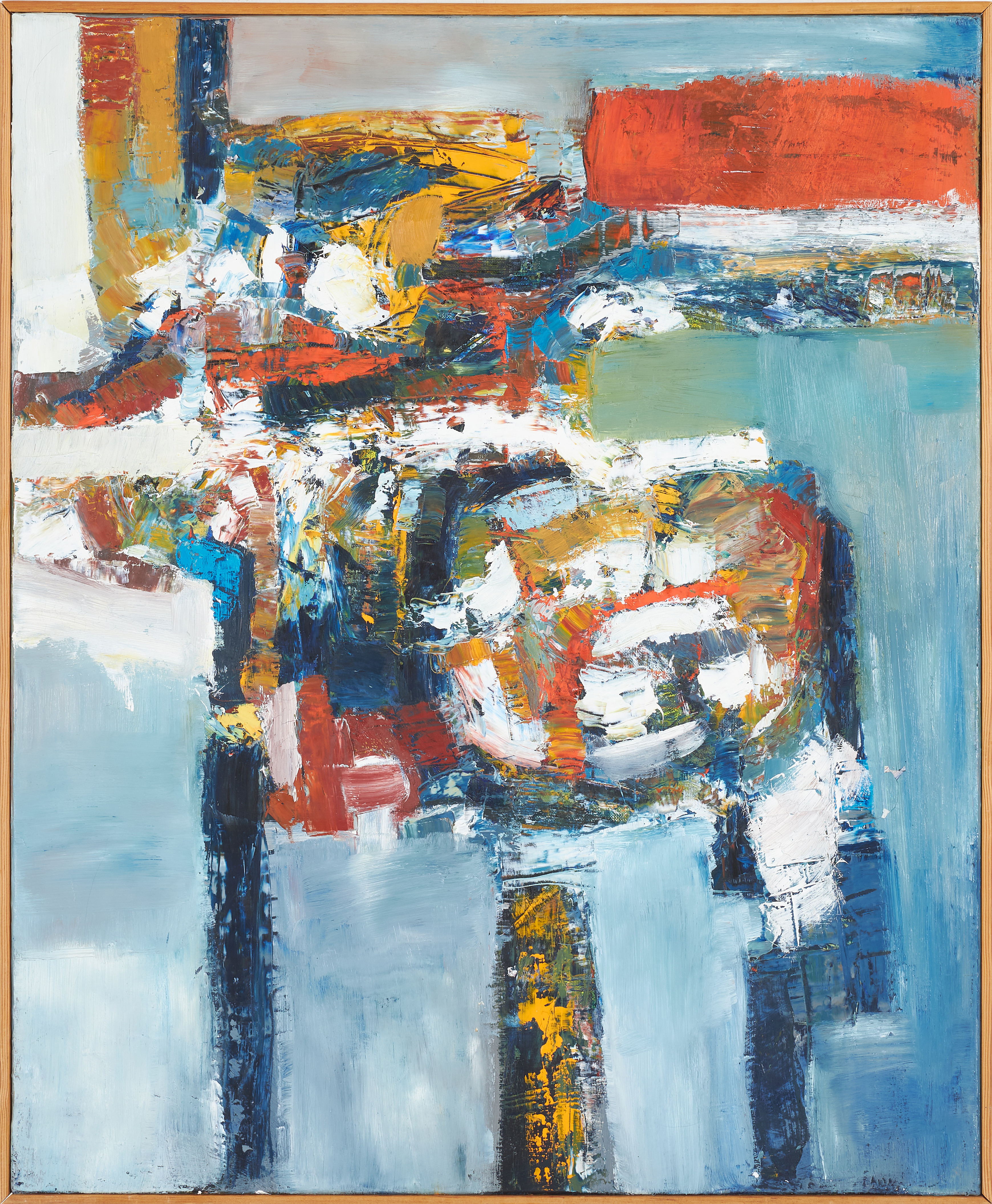 ROLF B. SJÖDIN. "Isigt Landskap" olja på duk, daterad 1965.