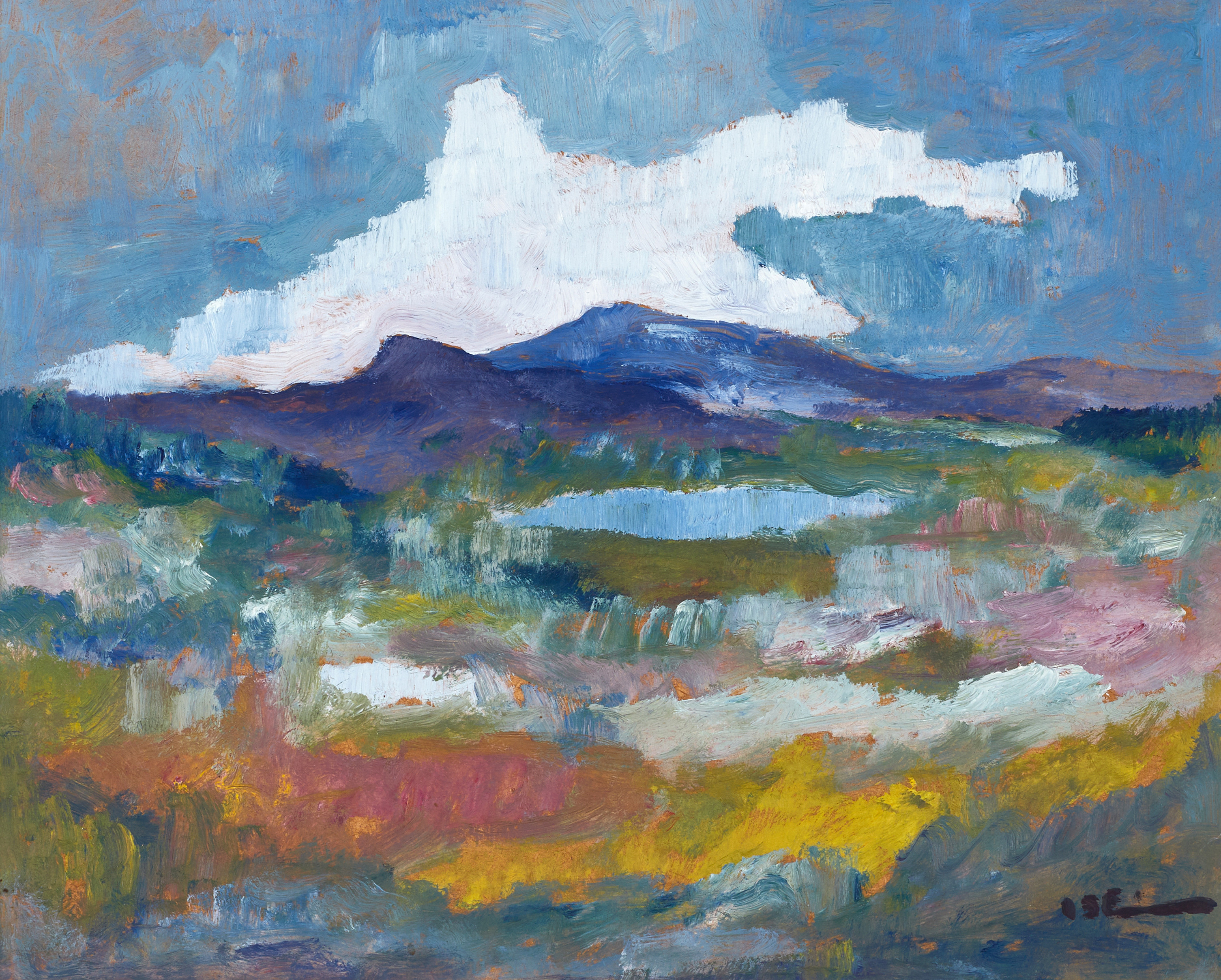 LOUISE "ISE" MORSSING (född Lilliesköld) (Östersund 1878-1969 Stockholm), Fjällmotiv, signerad ISE, olja på pannå.