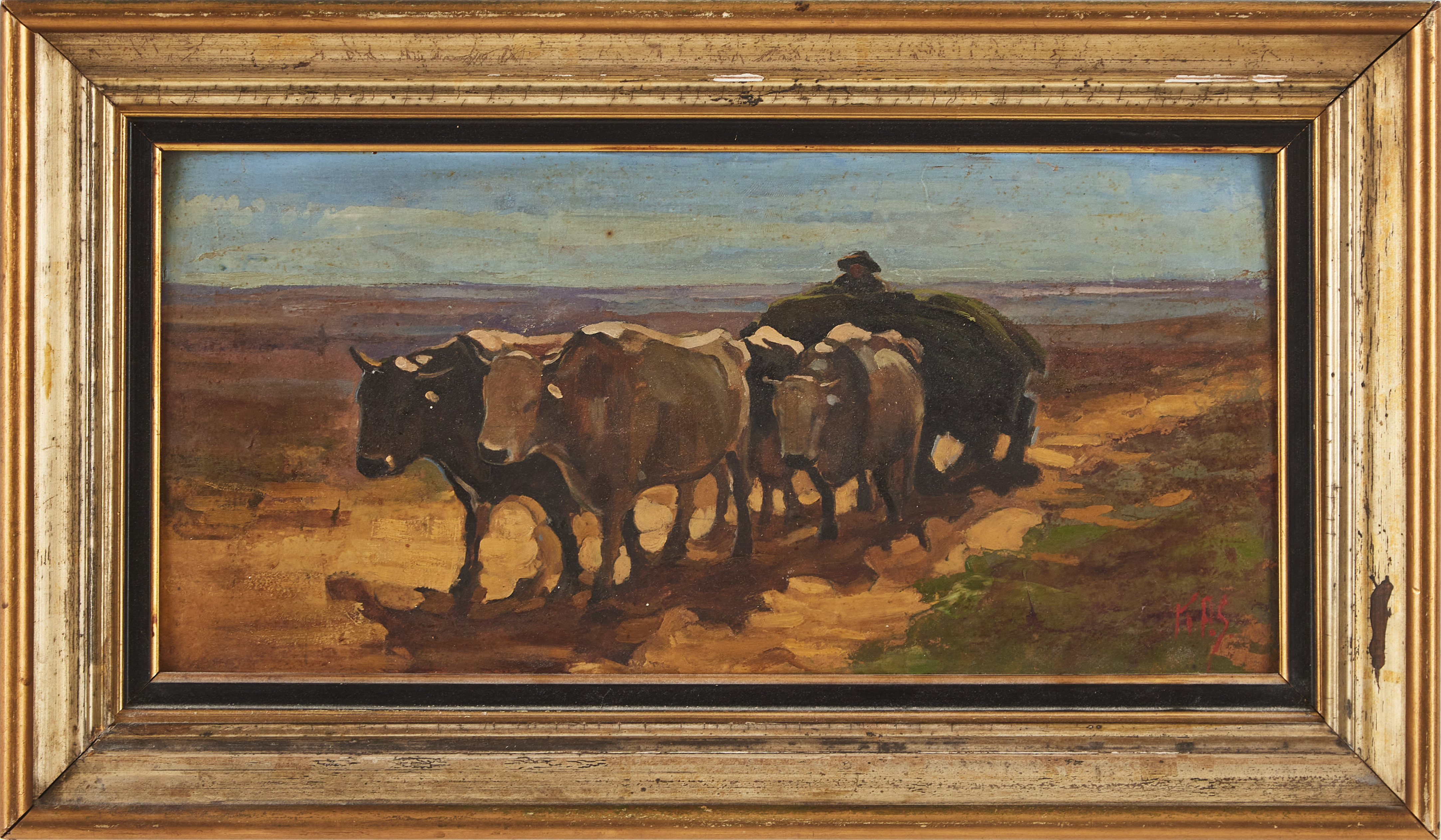 KNUD PETERSEN-SVENDSBERG (1889-1971). ruralt motiv, olja på pannå, monogramsignerad.