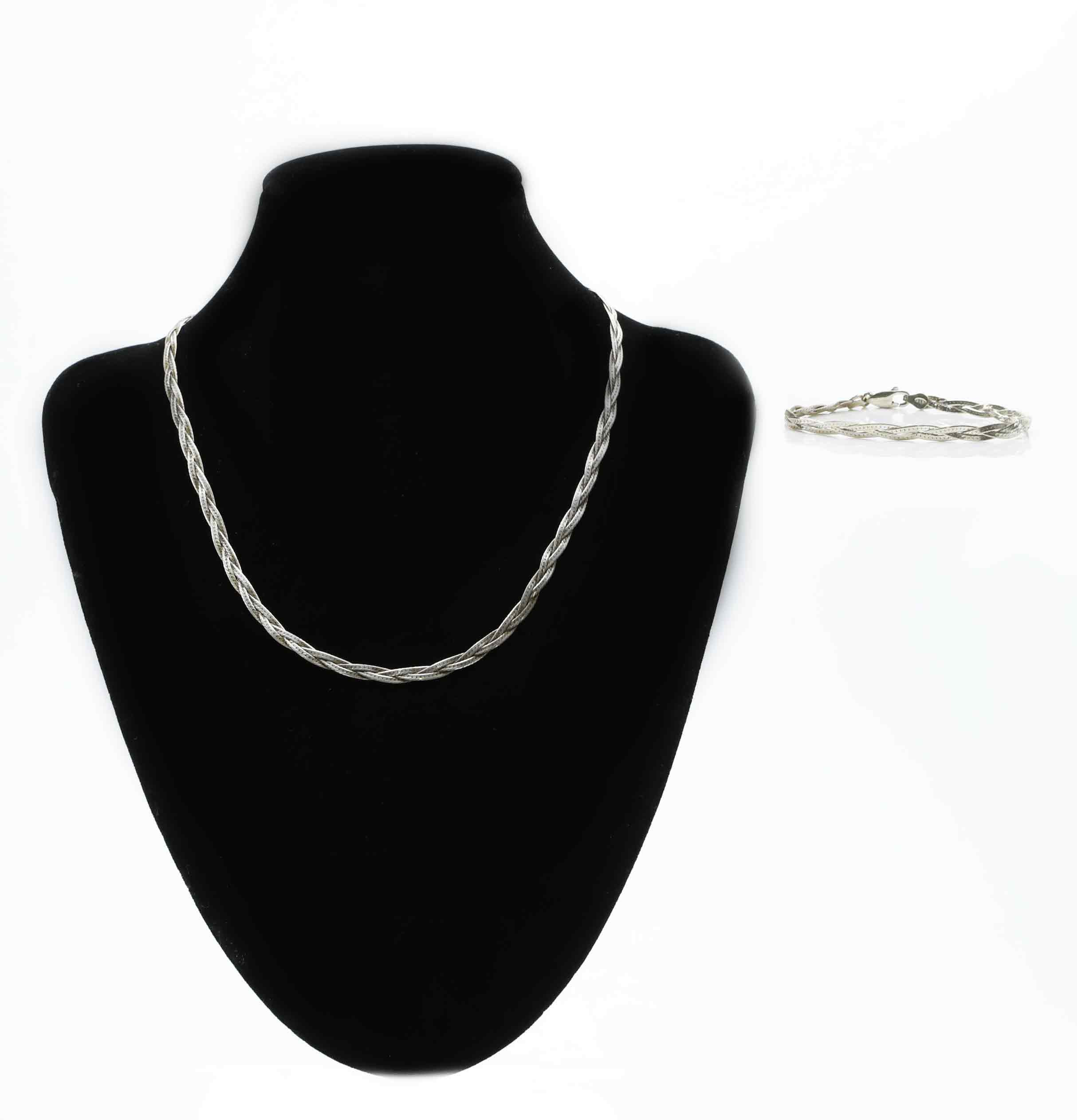 COLLIER & ARMBAND, sterlingsilver, 1900-tal.