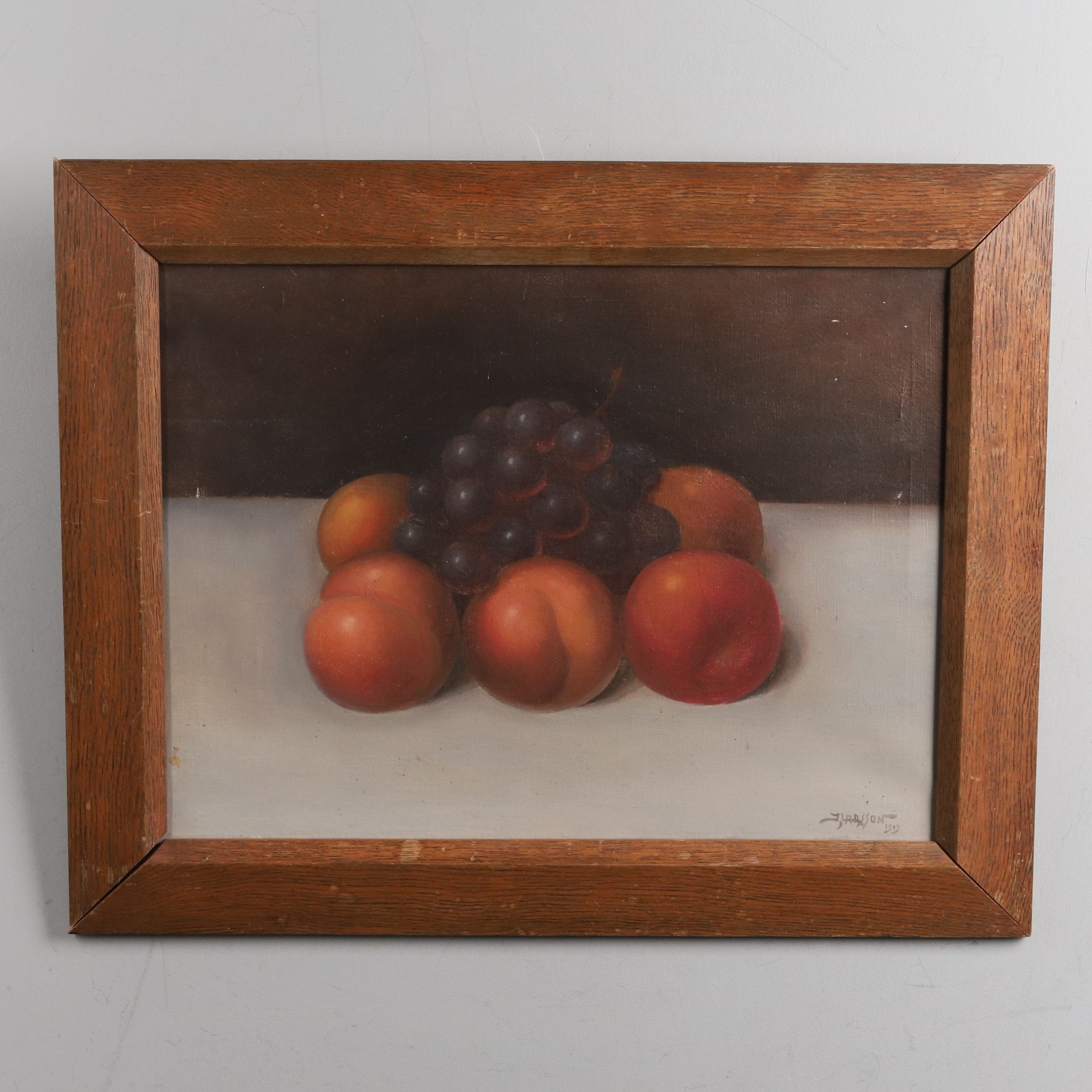 JOHAN LARSSON. Olja på duk, "Fruktstilleben", signerad och daterad 1919.