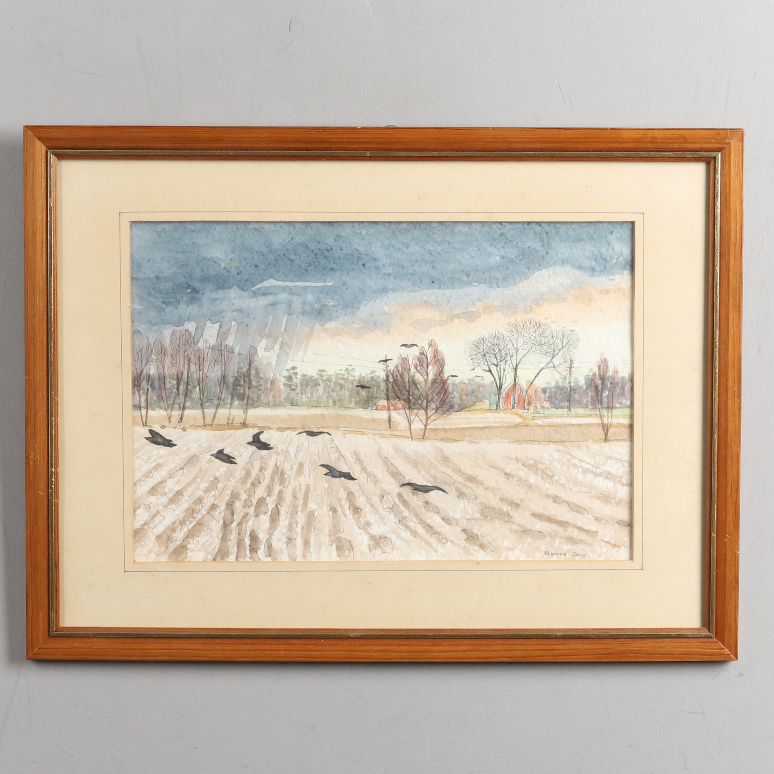 RAYMOND BOYD. AKVARELL/BLANDTEKNIK. "Landskapsvy", signerad Raymond Boyd.