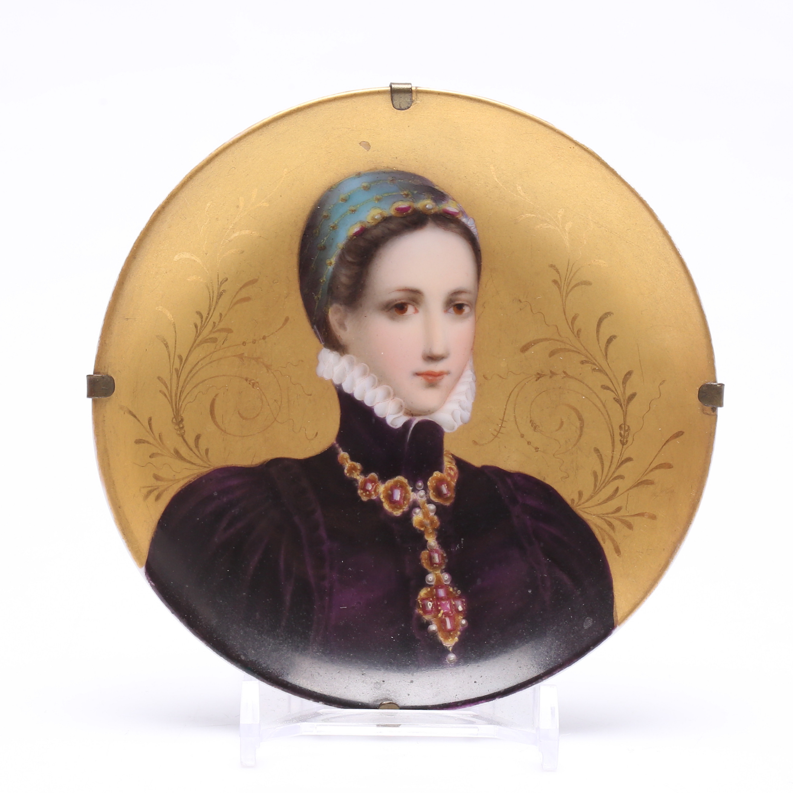 MINIATYRPORTRÄTT, delvis bemålad porslin, 1800/1900-tal.