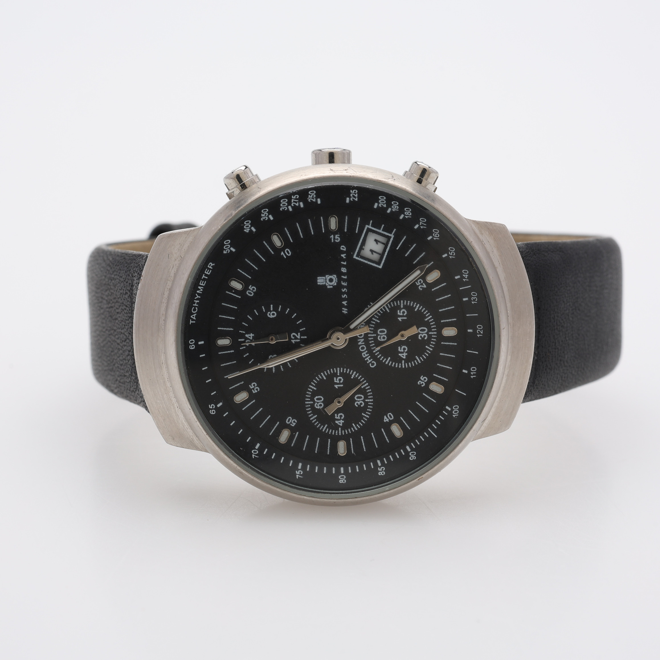 ARMBANDSUR, KROMAD GULMETALL, HASSELBLAD, KRONOGRAF, QUARTZ.