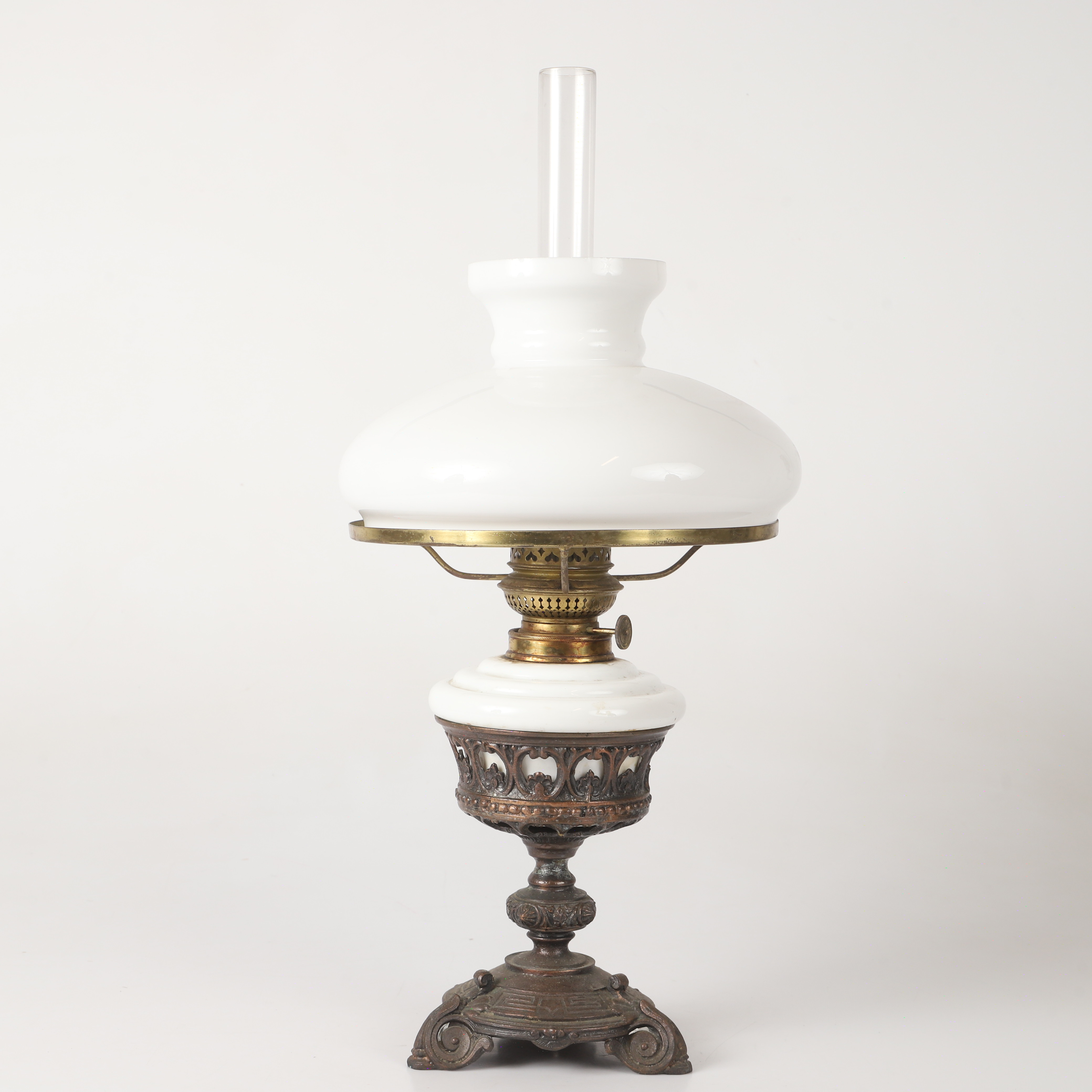 BORDSFOTOGENLAMPA, brons/glas, 1900-tal.